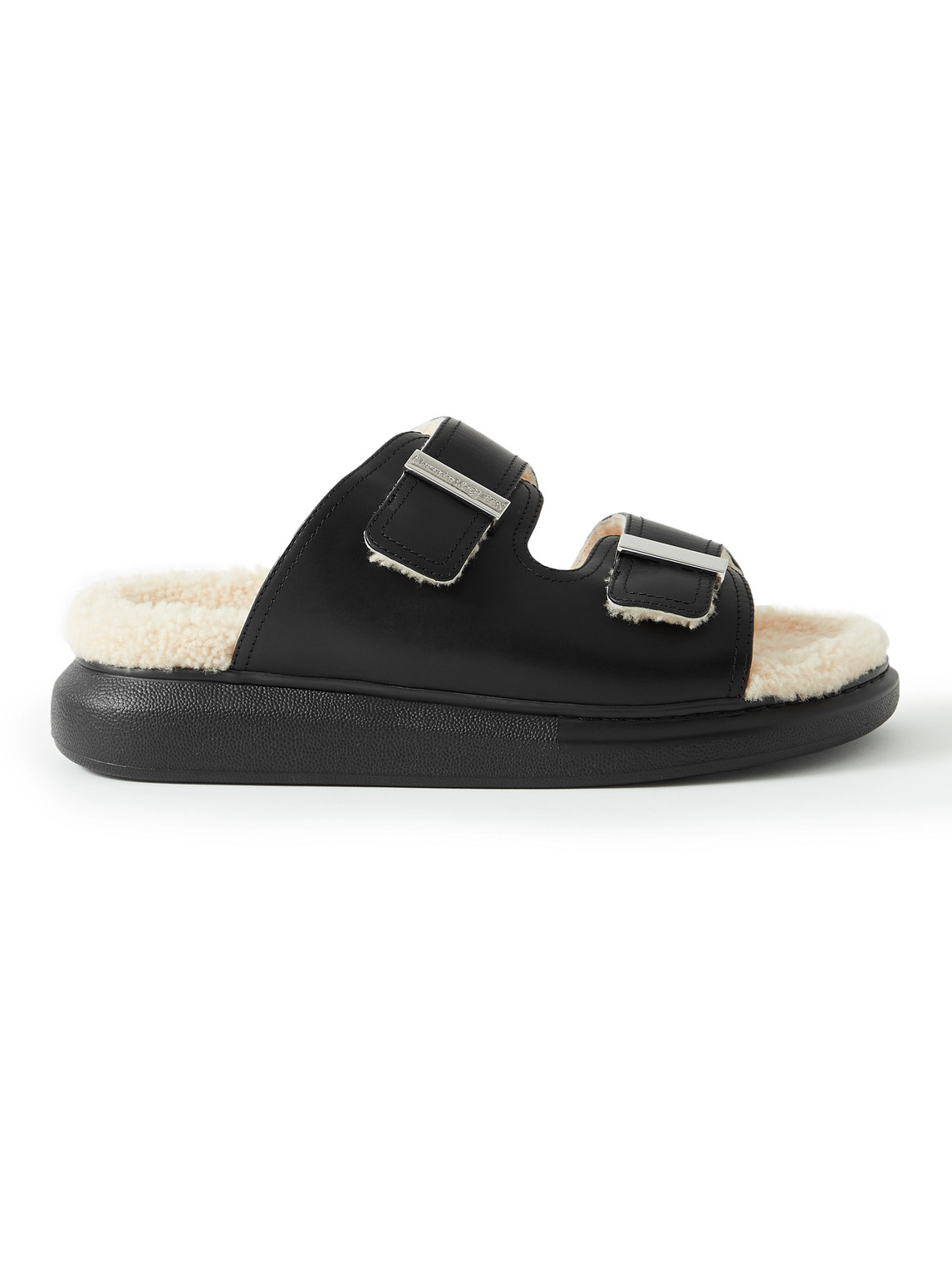 Shearling-Lined Leather Sandals