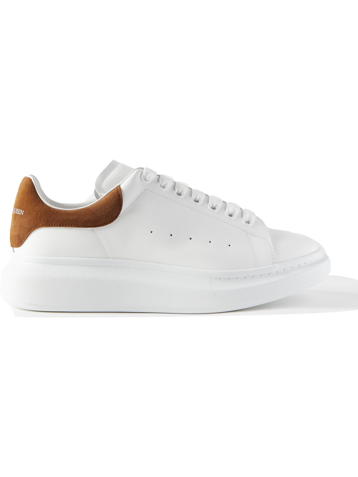 Exaggerated-Sole Suede-Trimmed Leather Sneakers