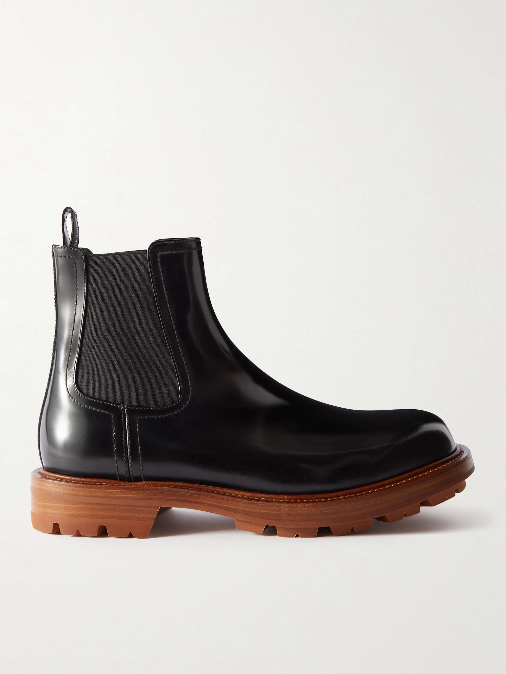 ALEXANDER MCQUEEN Glossed-Leather Chelsea Boots