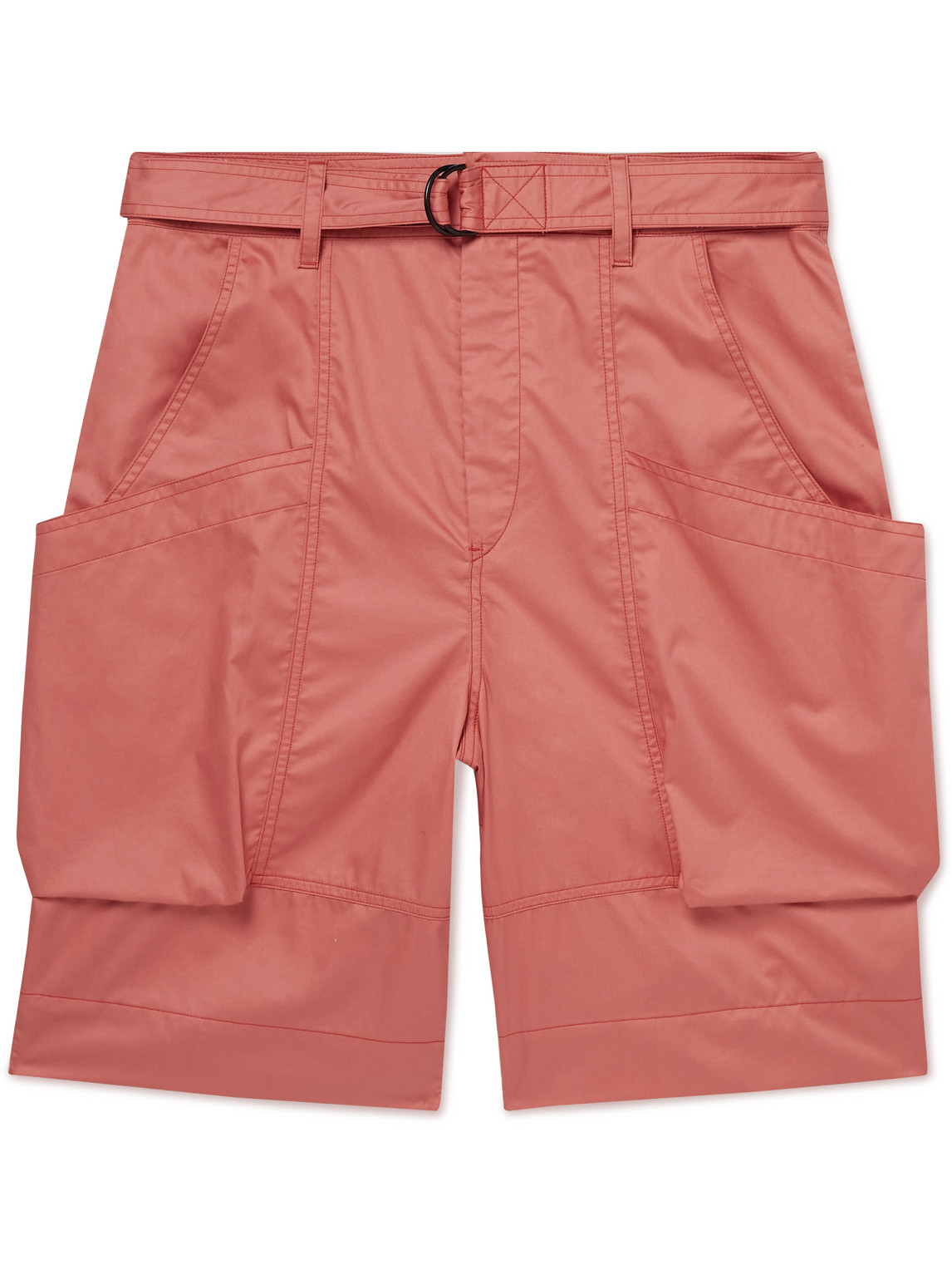 Frayis Wide-Leg Belted Cotton-Satin Cargo Shorts