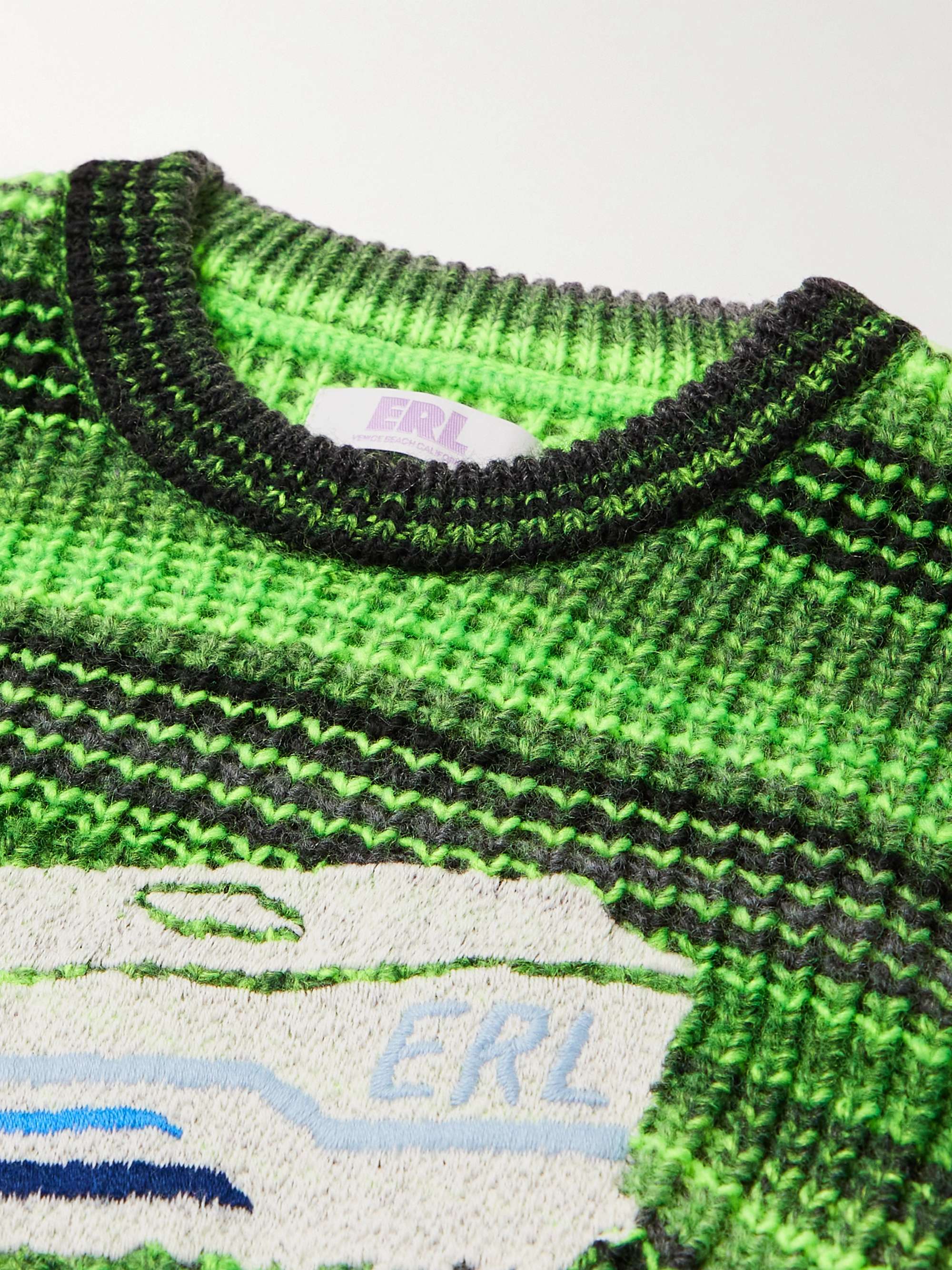 ERL KIDS Embroidered Striped Wool-Blend Sweater