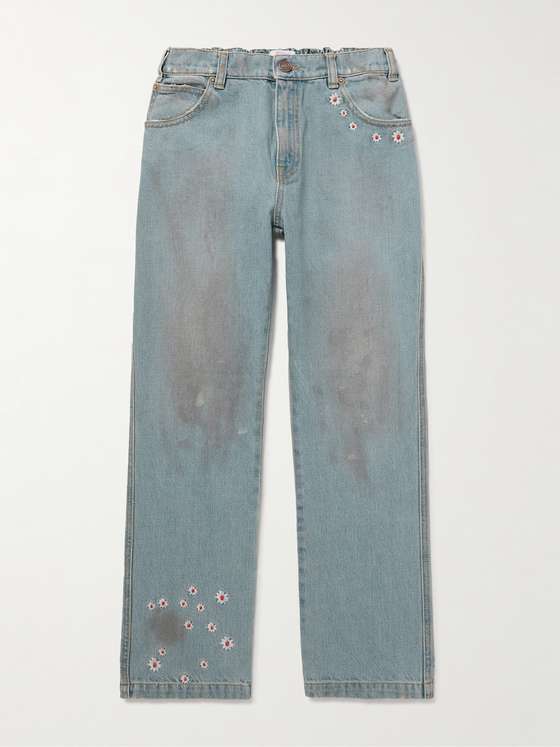 mrporter.com | Embroidered Distressed Jeans