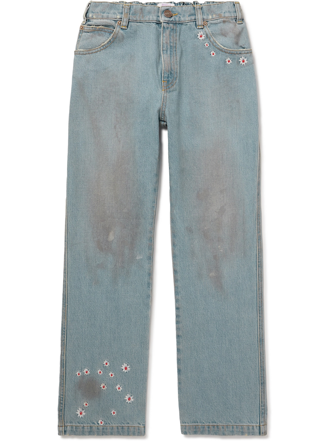 ERL Kids Embroidered Distressed Jeans