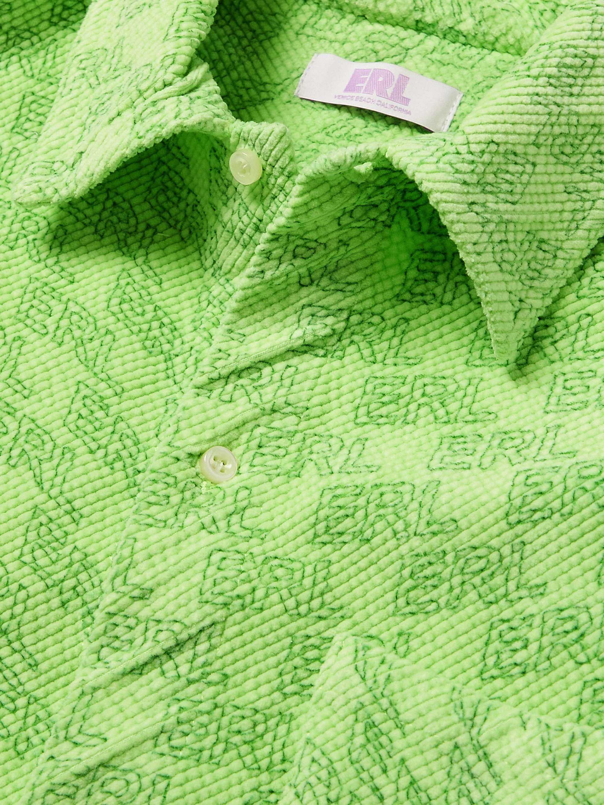 ERL KIDS Logo-Print Cotton-Blend Corduroy Shirt