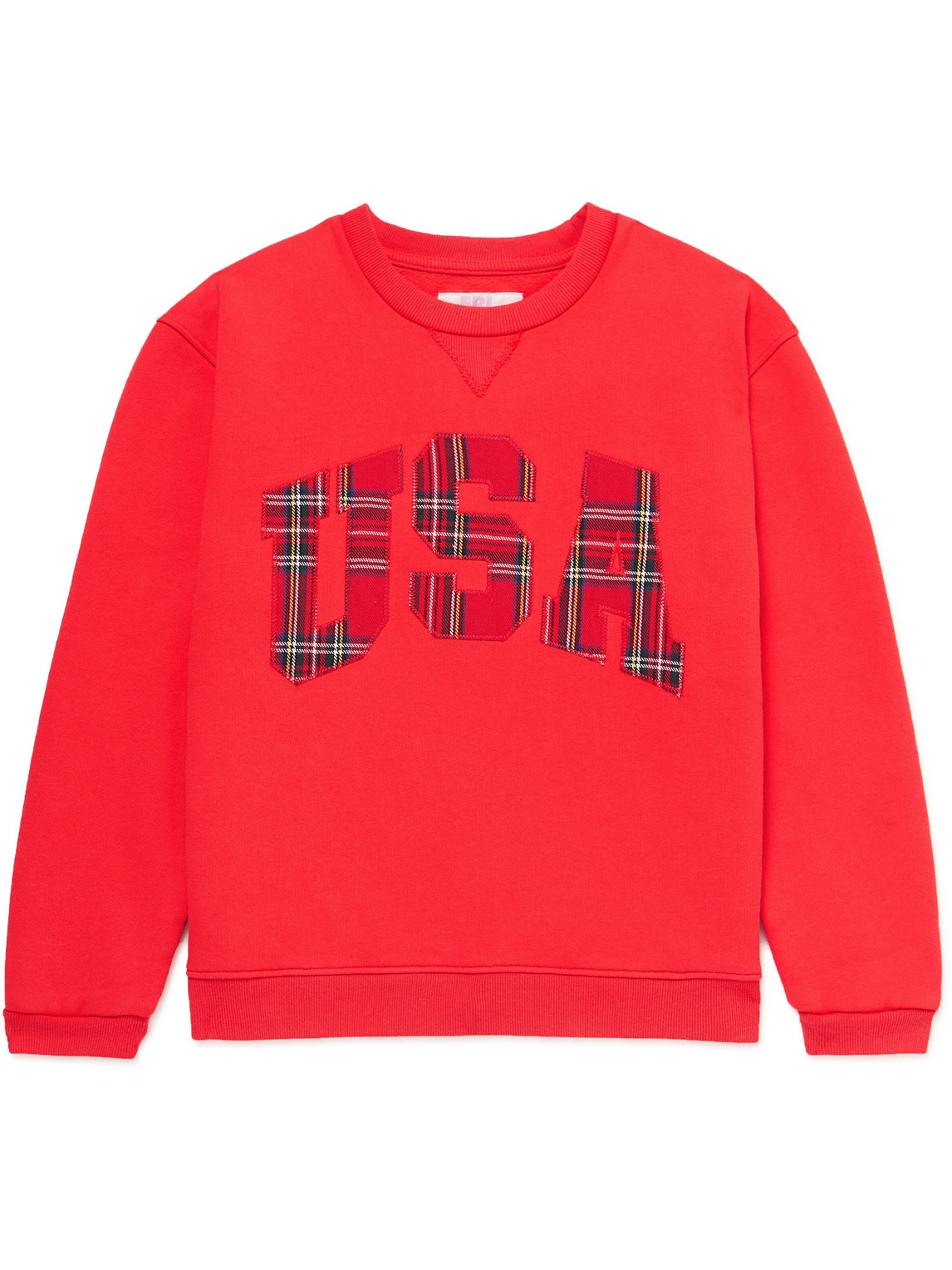 ERL Kids Embroidered Checked Cotton-Blend Jersey Sweatshirt