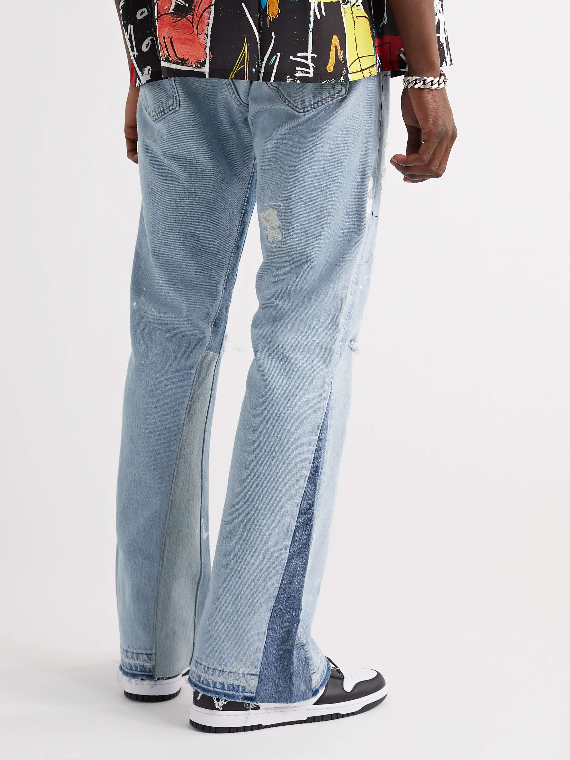 Light denim Indiana Flare Slim-Fit Distressed Jeans | GALLERY DEPT ...