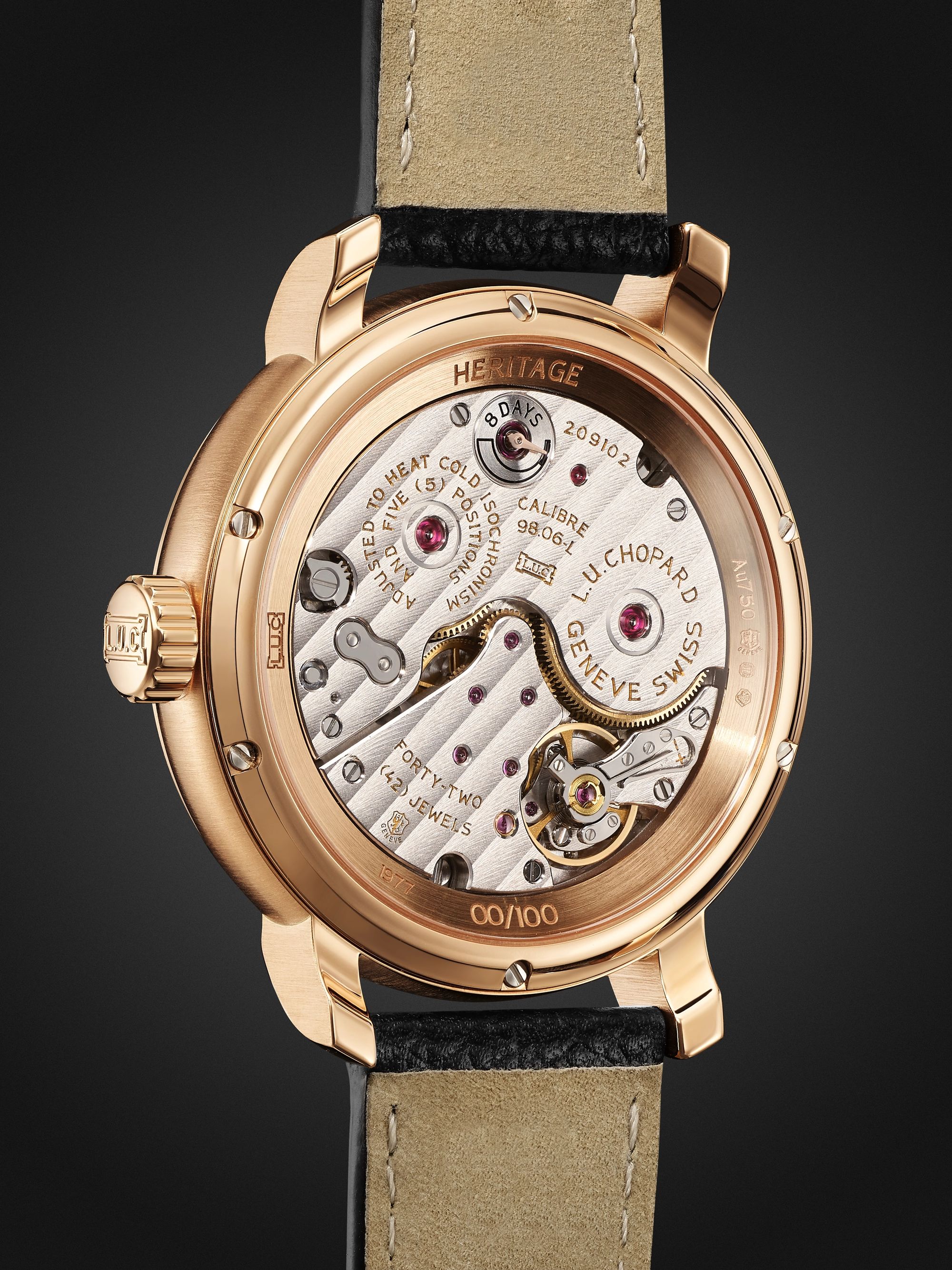 CHOPARD L.U.C Quattro Spirit 25 Limited Edition 40mm 18-Karat Rose Gold and Textured-Leather Watch, Ref. No. 161977-5001