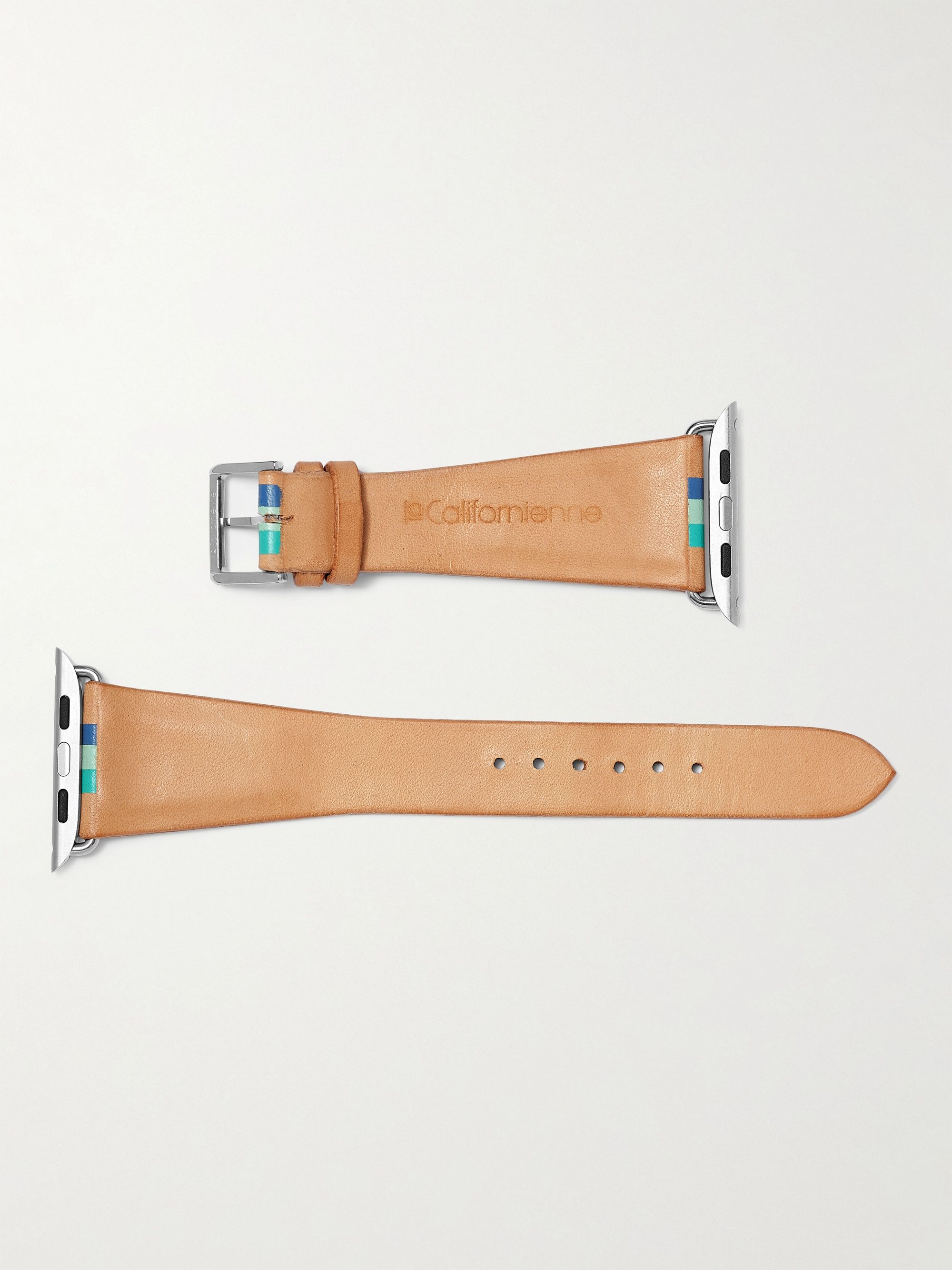 LA CALIFORNIENNE Aquamarine Striped Leather Watch Strap