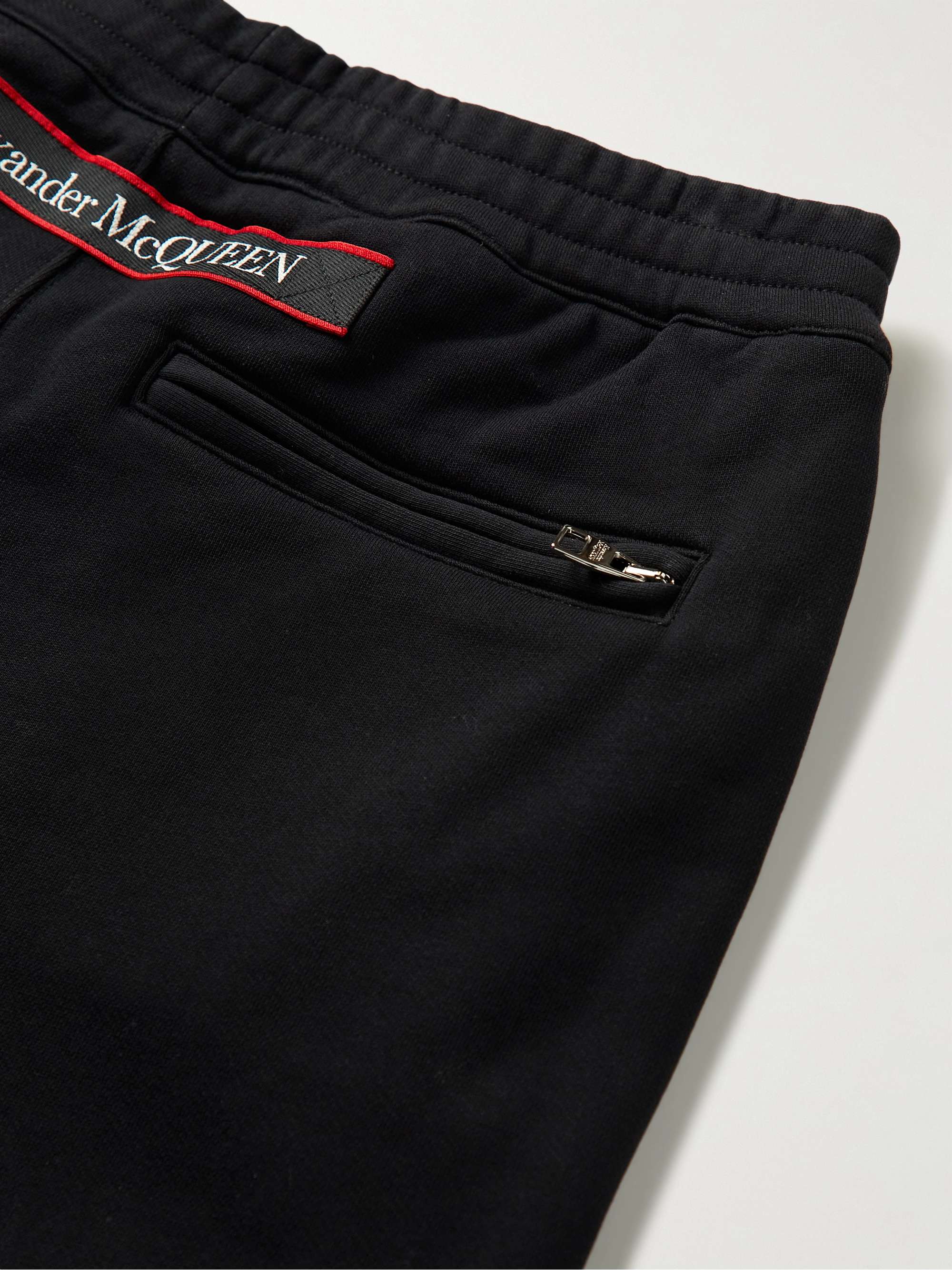 ALEXANDER MCQUEEN Tapered Logo Webbing-Trimmed Cotton-Jersey Sweatpants