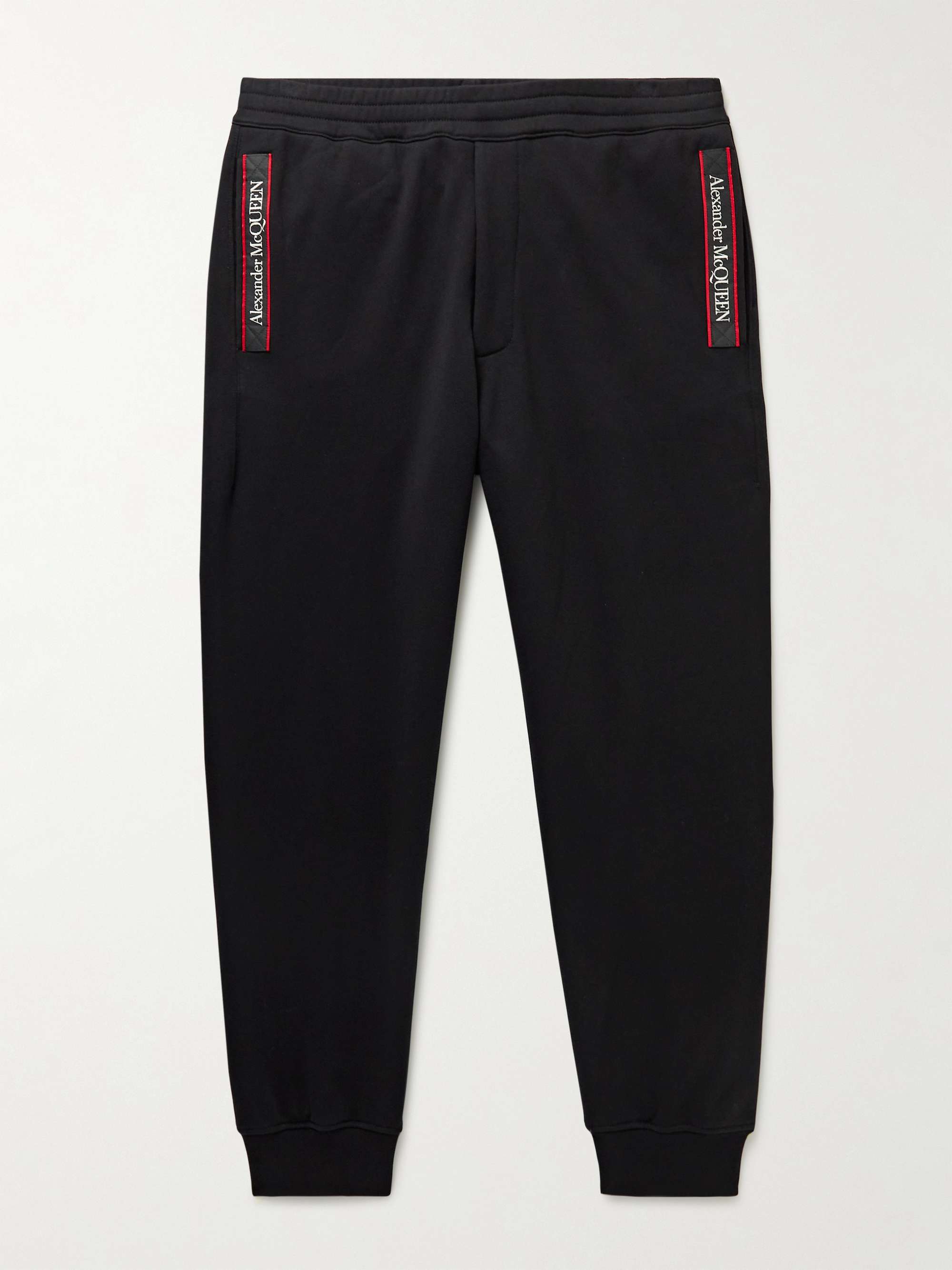 ALEXANDER MCQUEEN Tapered Logo Webbing-Trimmed Cotton-Jersey Sweatpants