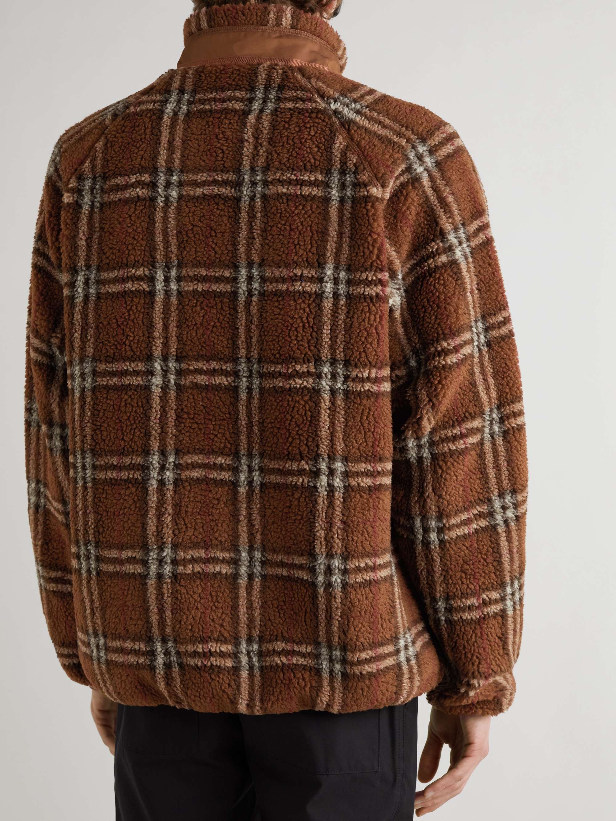 BURBERRY Twill-Panelled Checked Fleece Jacket
