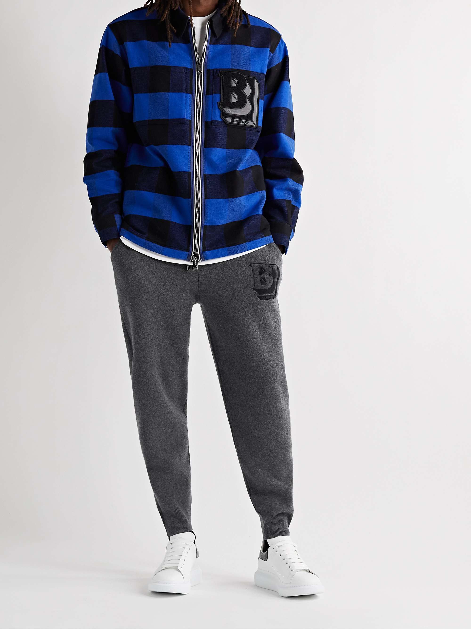 BURBERRY Tapered Logo-Embroidered Cashmere-Blend Drawstring Sweatpants