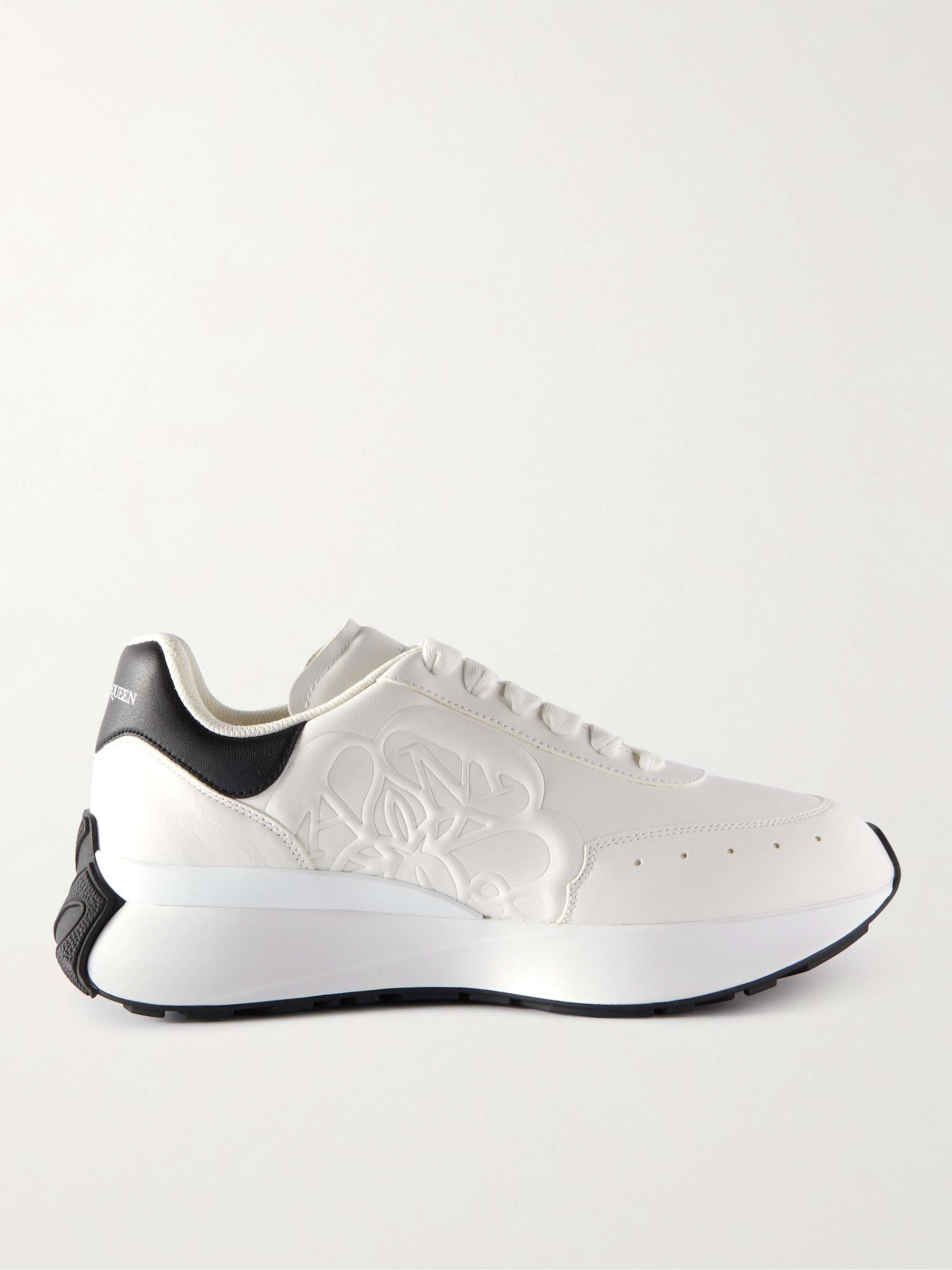 Exaggerated-Sole Logo-Embossed Leather Sneakers