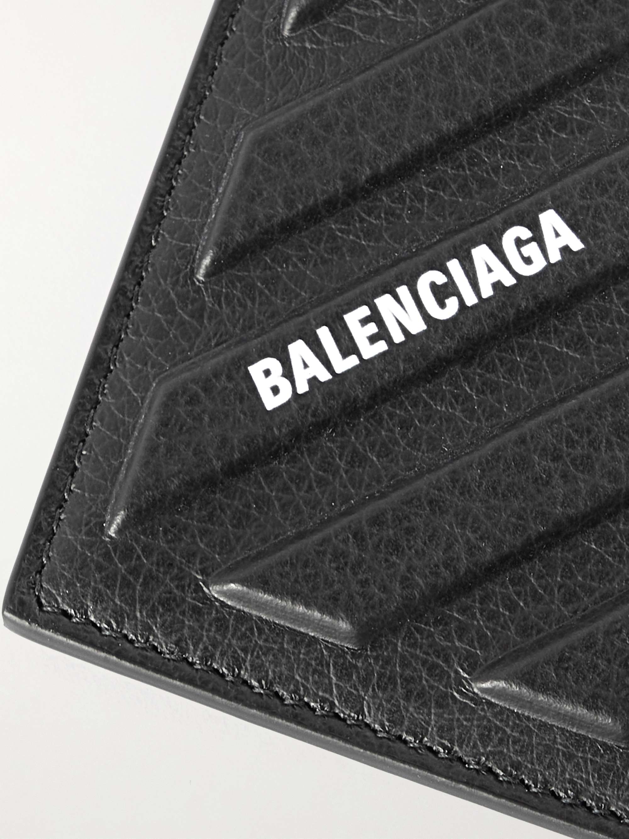 BALENCIAGA Logo-Print Embossed Full-Grain Leather Cardholder