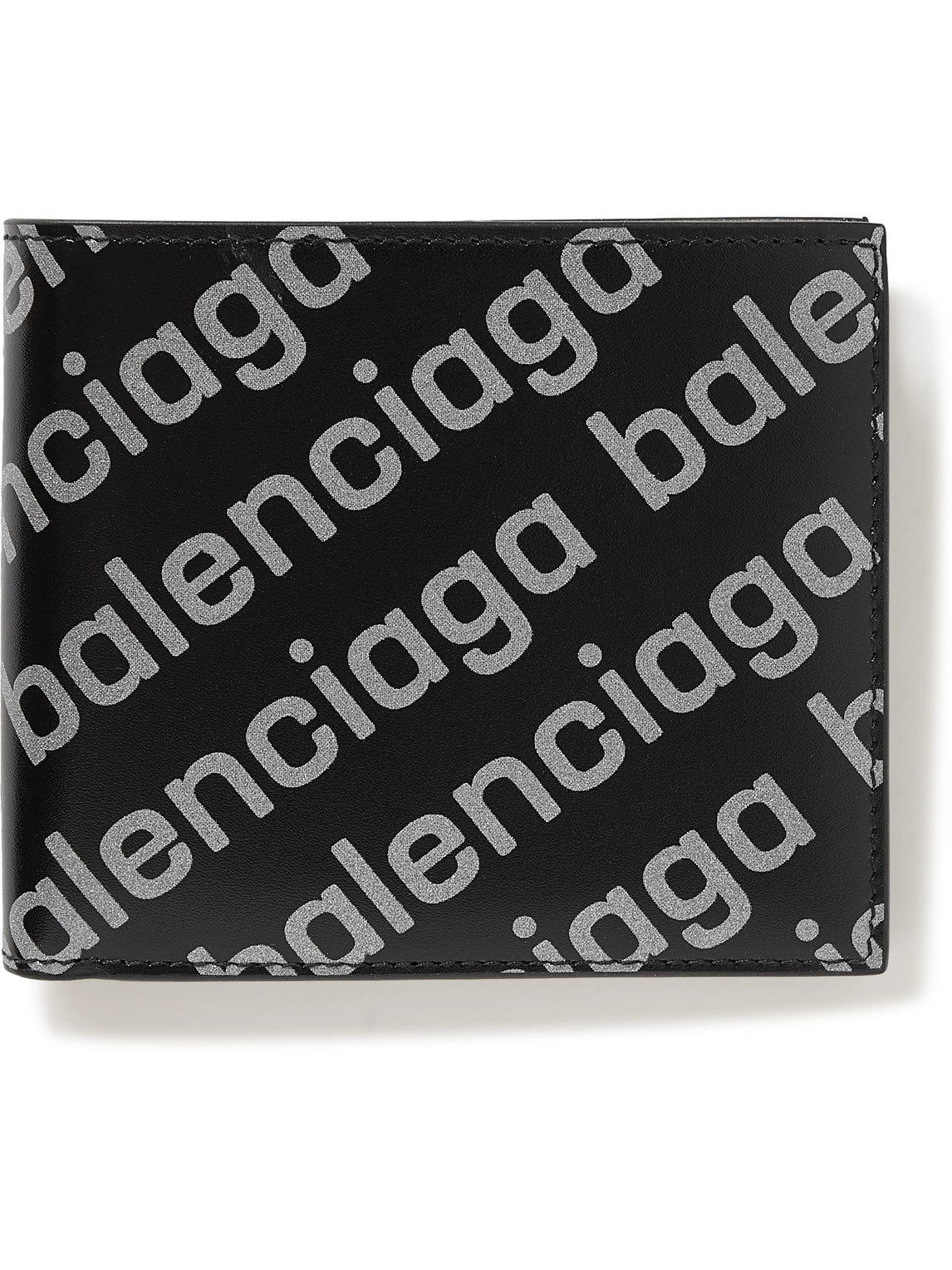 Reflective Logo-Print Leather Billfold Wallet