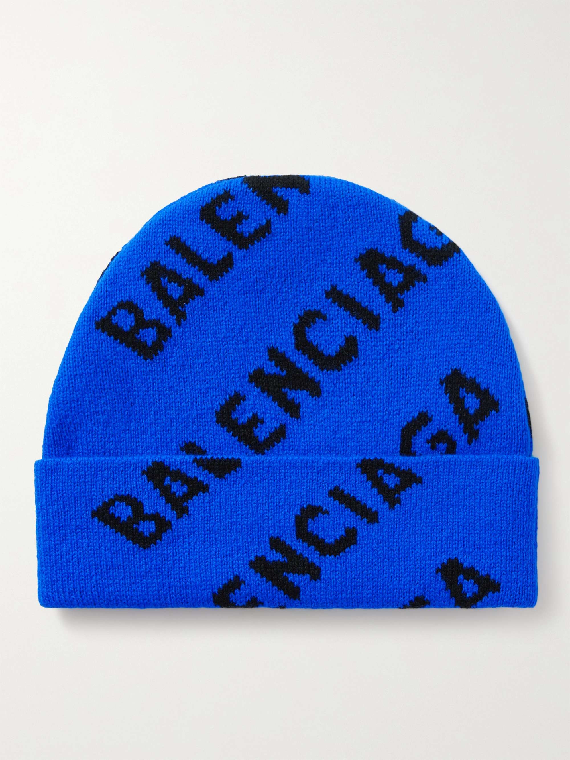 BALENCIAGA Logo-Intarsia Wool-Blend Beanie