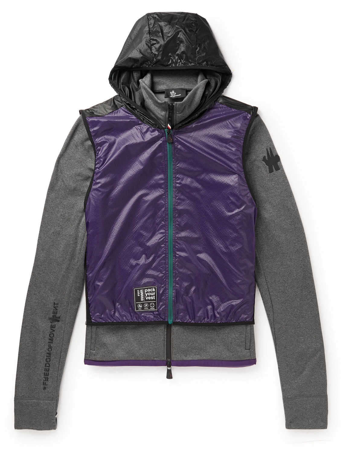 Moncler Grenoble Day-Namic Convertible Layered Mesh, Ripstop and Stretch-Jersey Zip-Up Hoodie