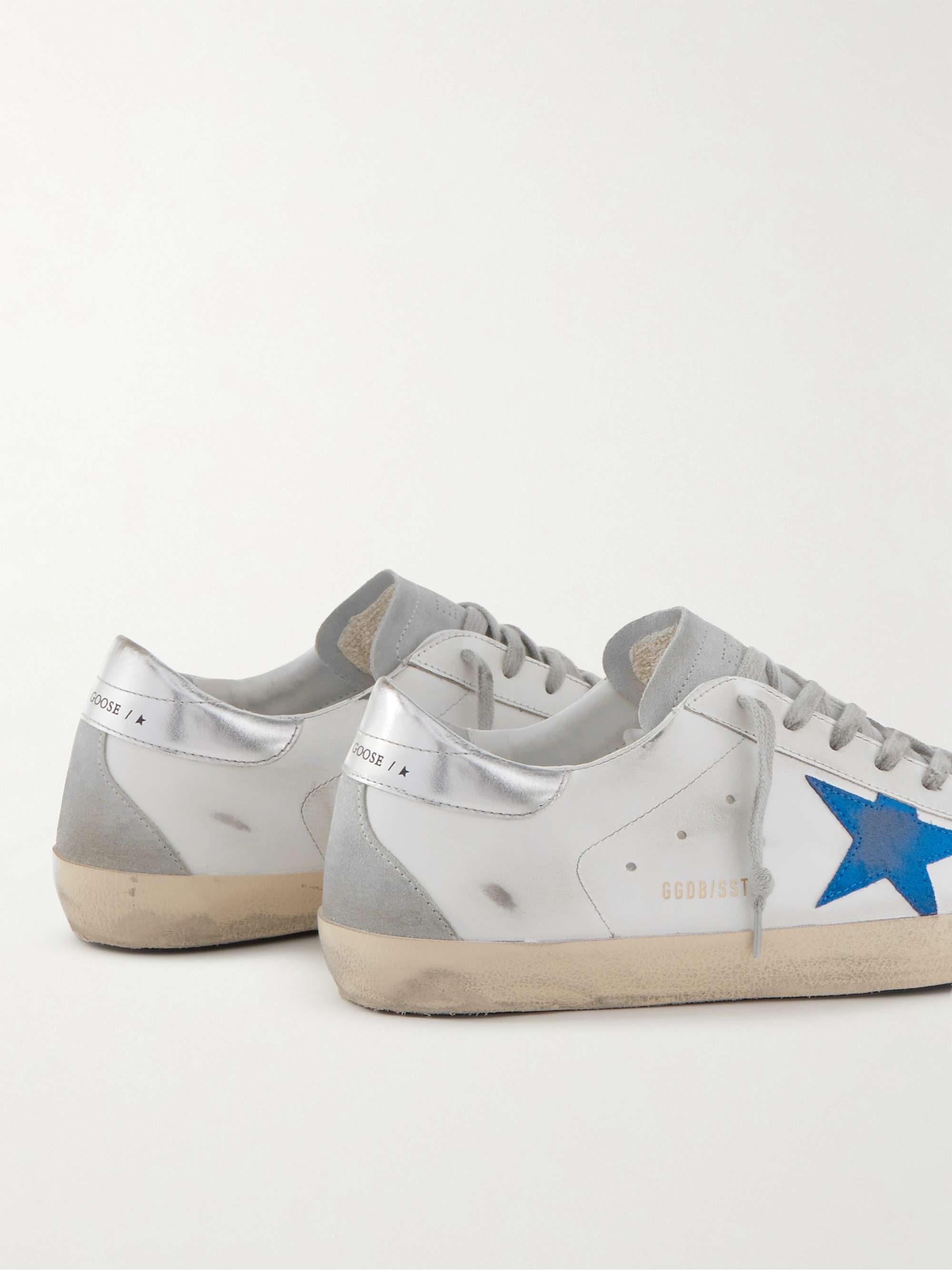 GOLDEN GOOSE Superstar Distressed Leather and Suede Sneakers