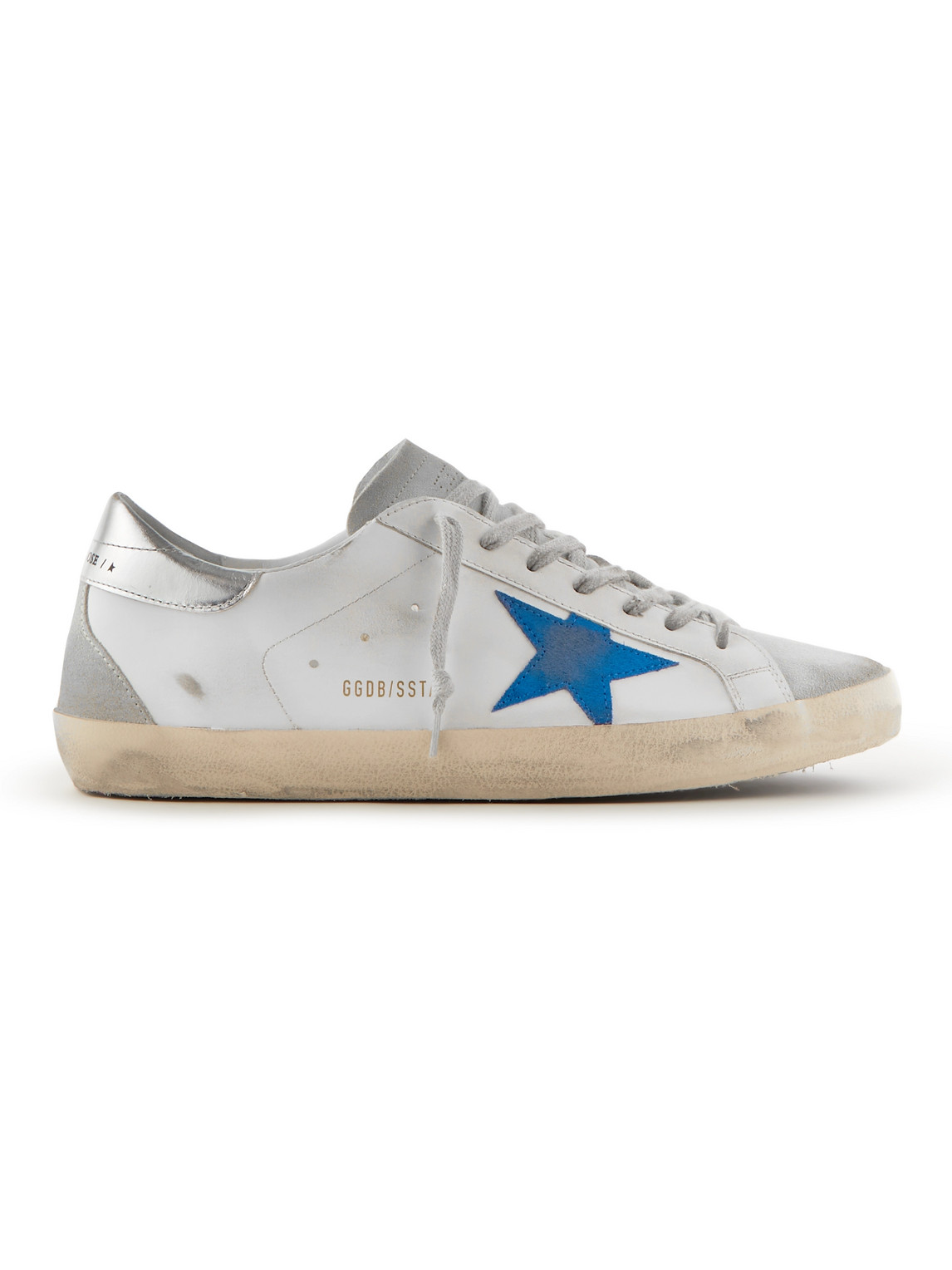 Superstar Distressed Leather and Suede Sneakers