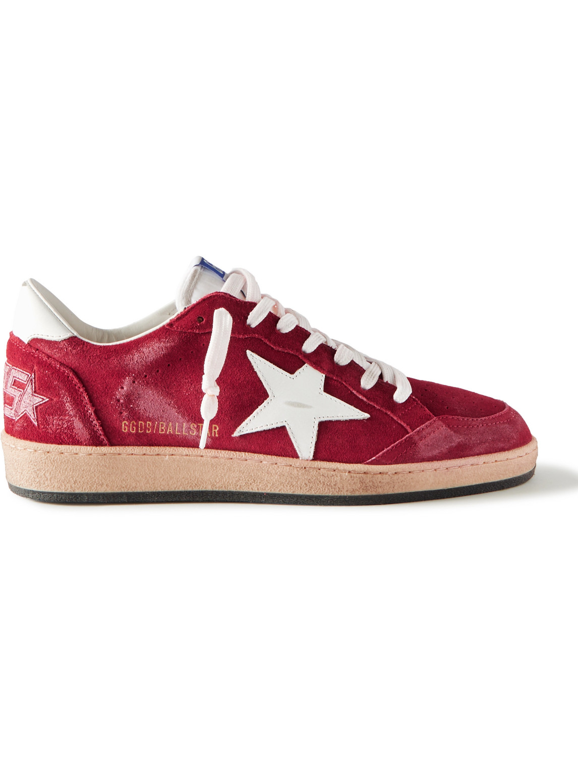Ball Star Distressed Suede and Leather Sneakers