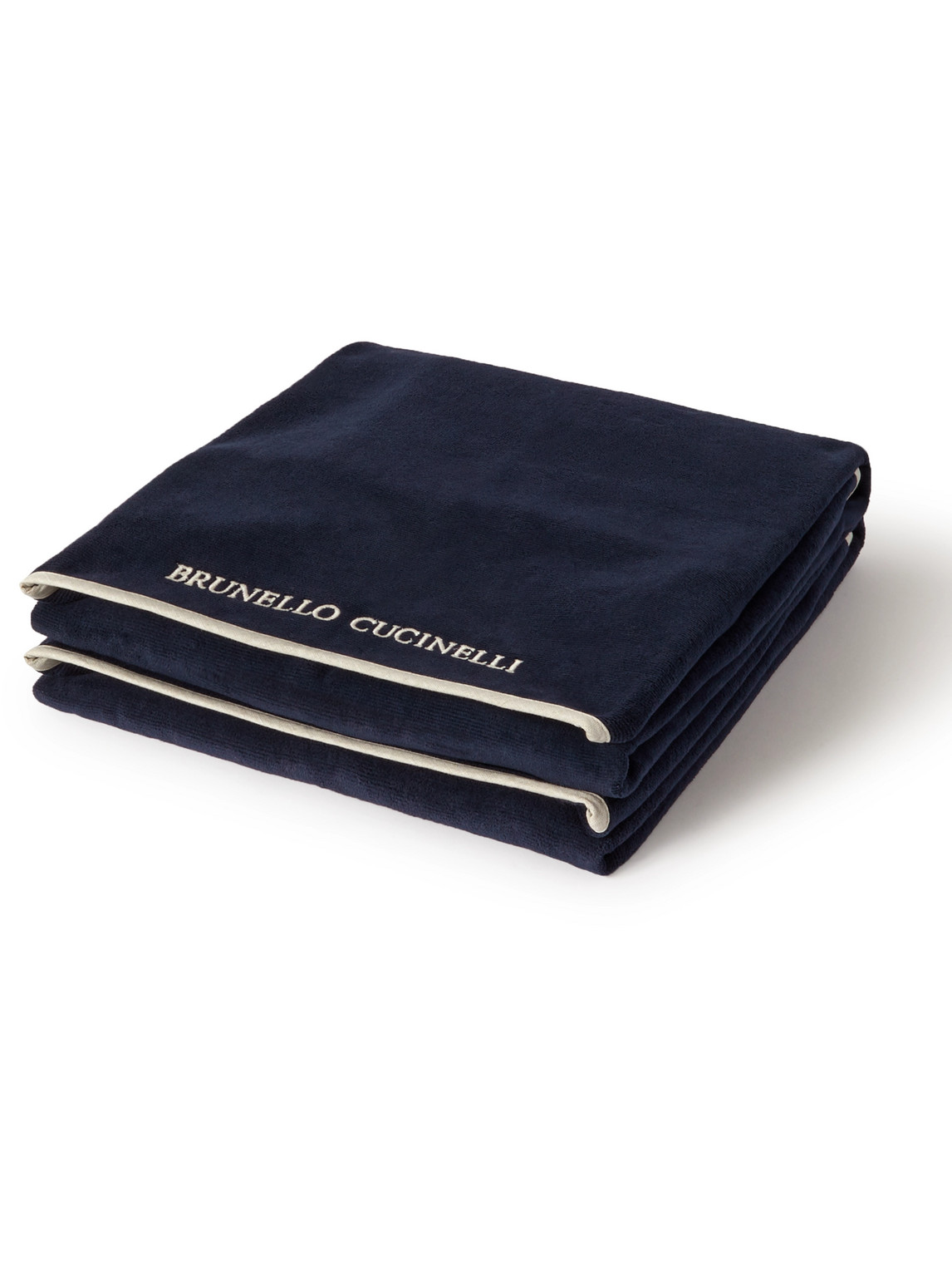 Logo-Embroidered Linen-Trimmed Cotton-Terry Towel