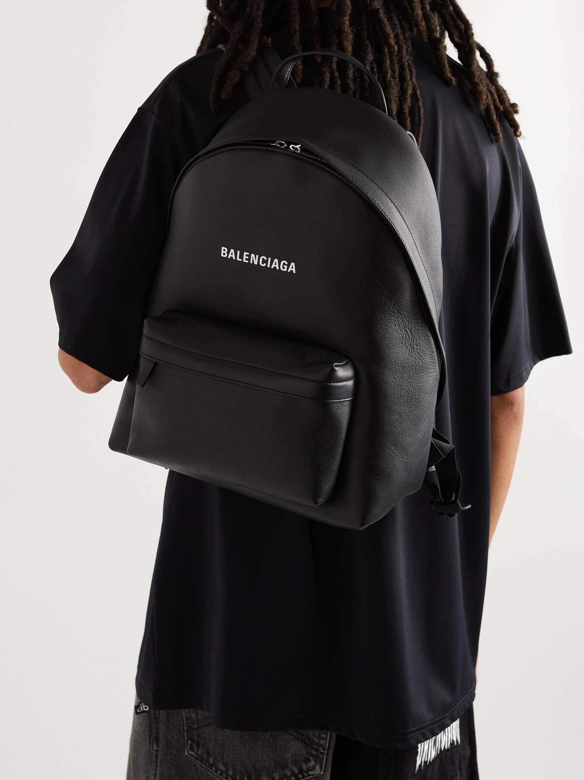 BALENCIAGA Logo-Print Leather Backpack