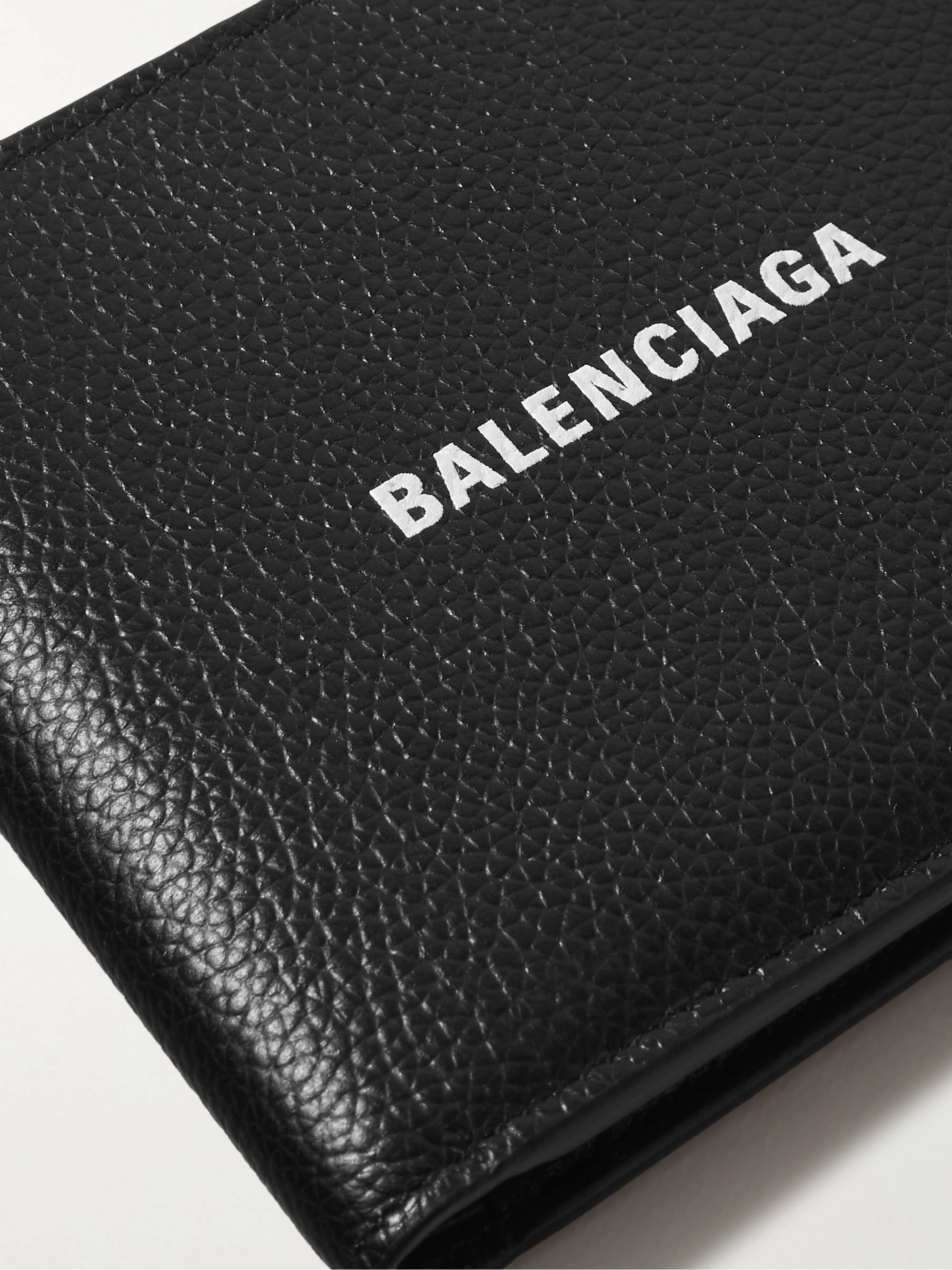 BALENCIAGA Logo-Print Full-Grain Leather Billfold Wallet
