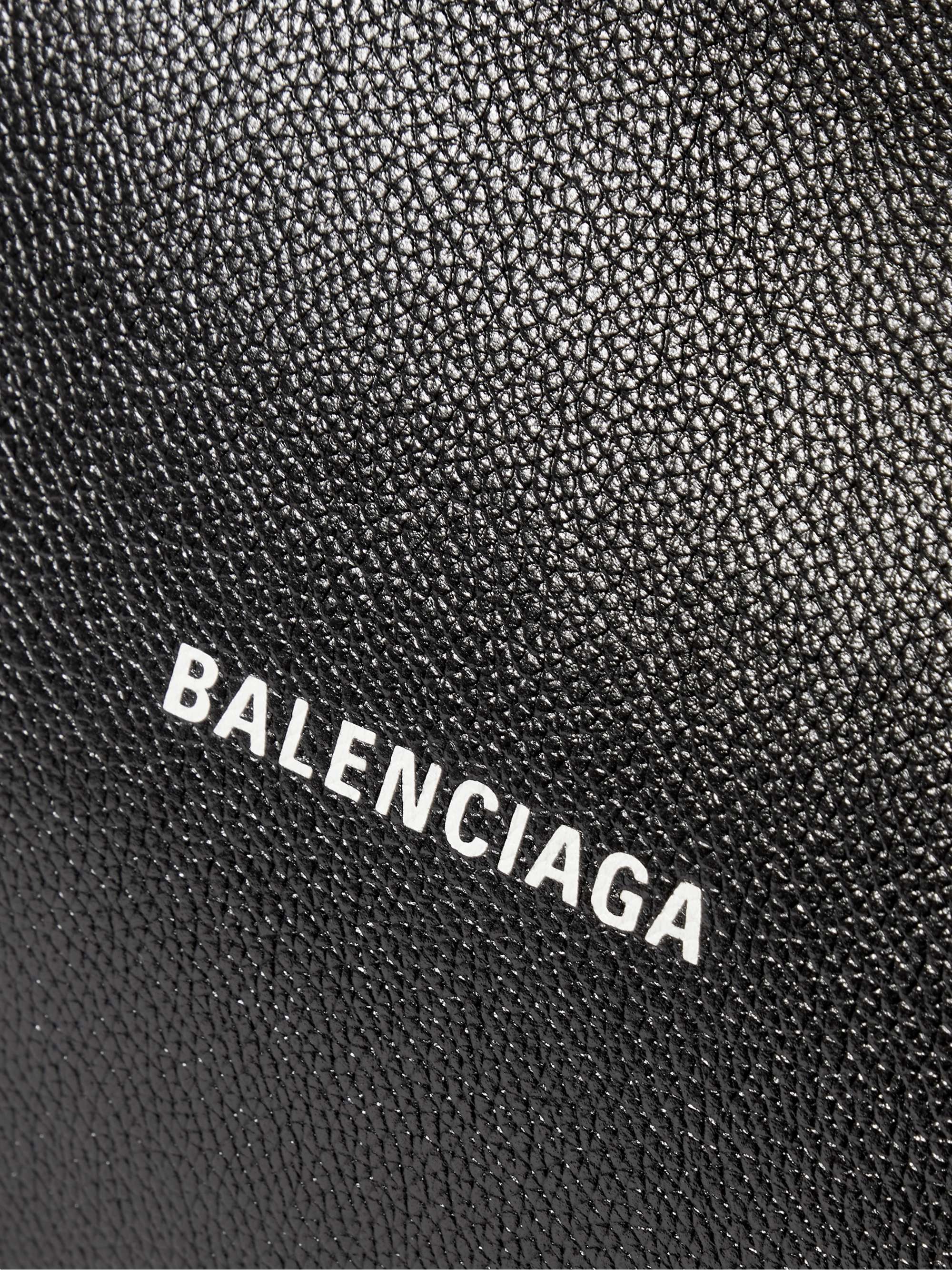 BALENCIAGA Cash Logo-Print Full-Grain Leather Pouch