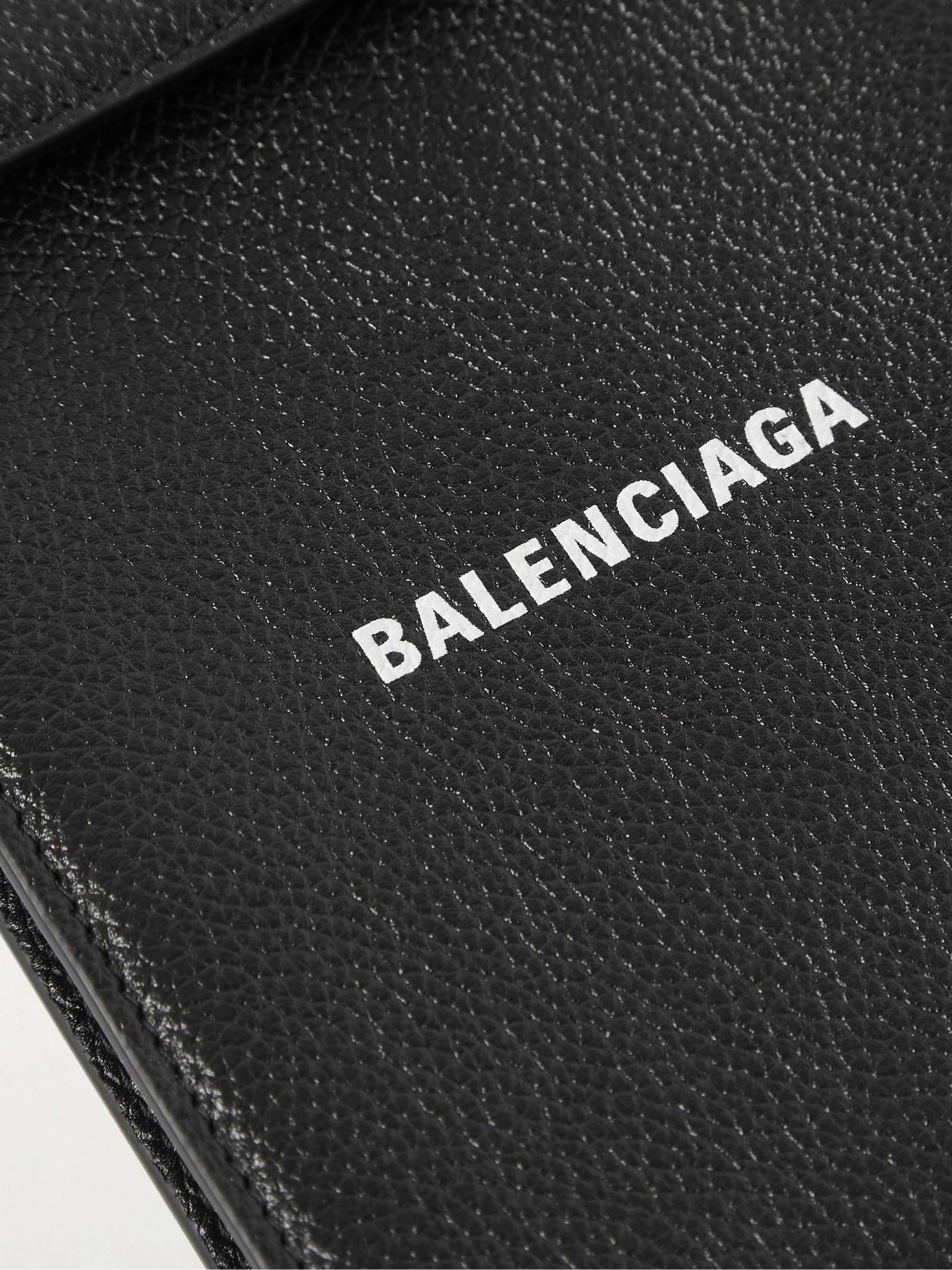 BALENCIAGA Logo-Print Full-Grain Leather Messenger Bag