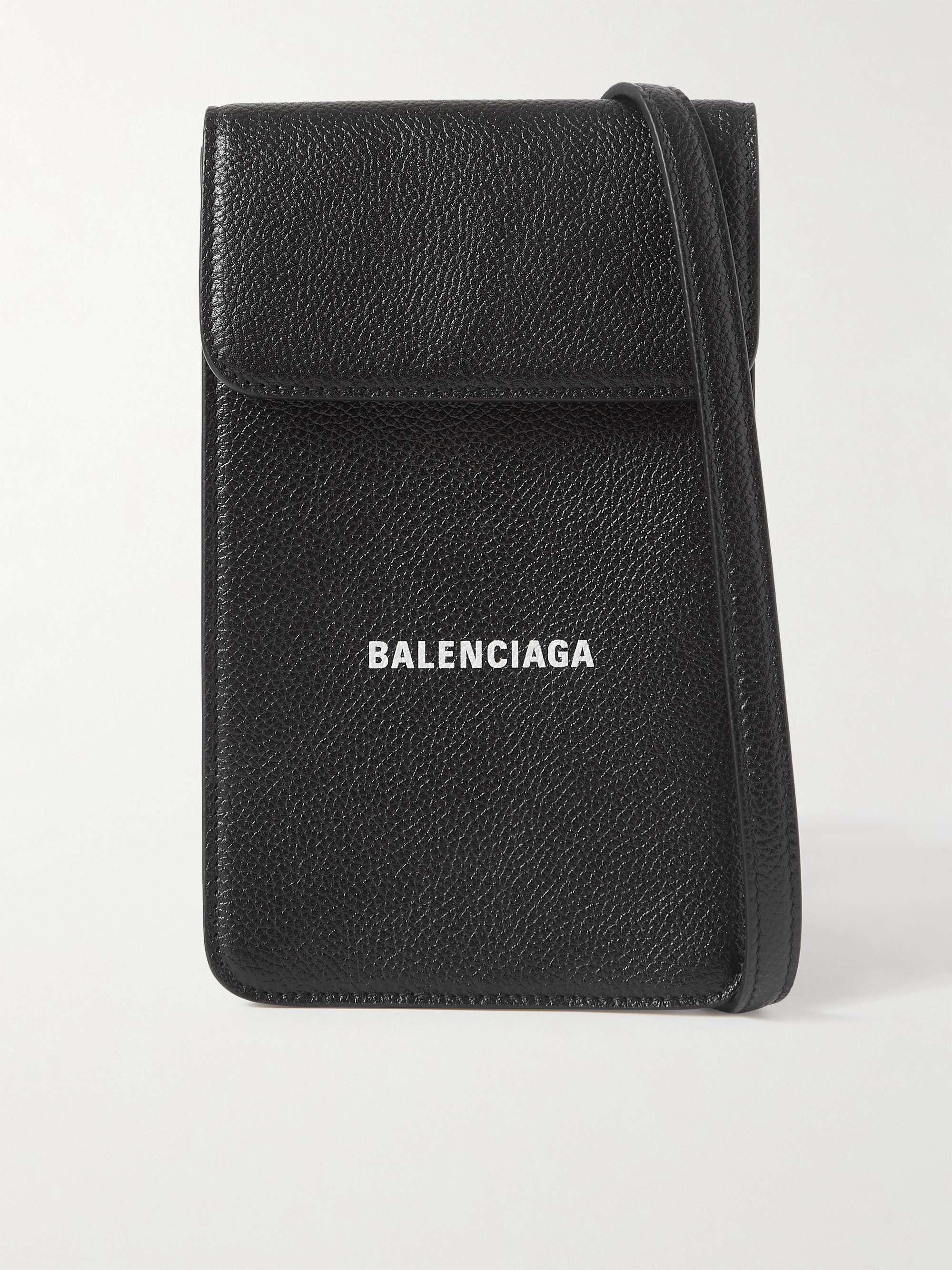 BALENCIAGA Logo-Print Full-Grain Leather Messenger Bag
