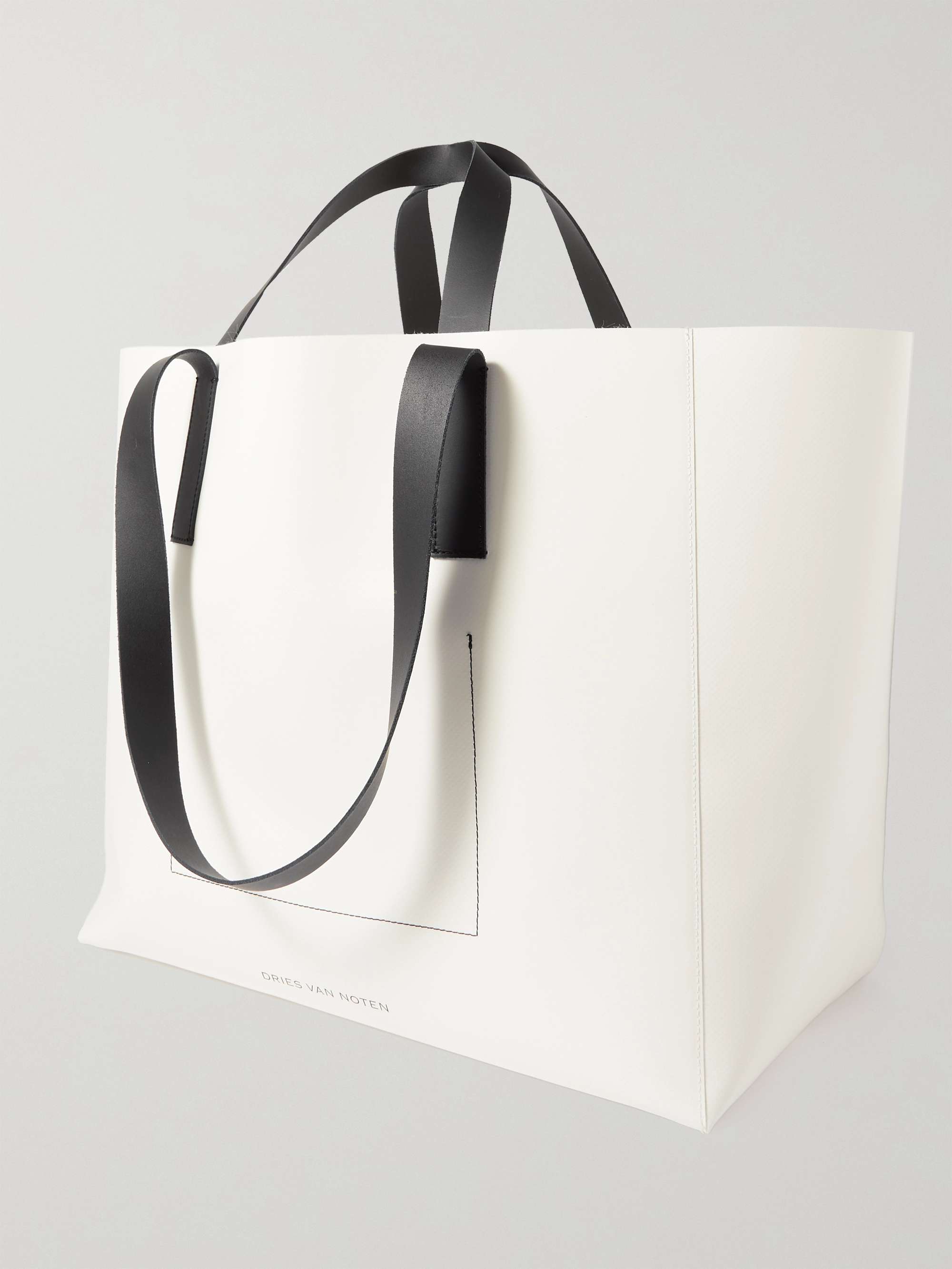 Leather-Trimmed PVC Tote Bag