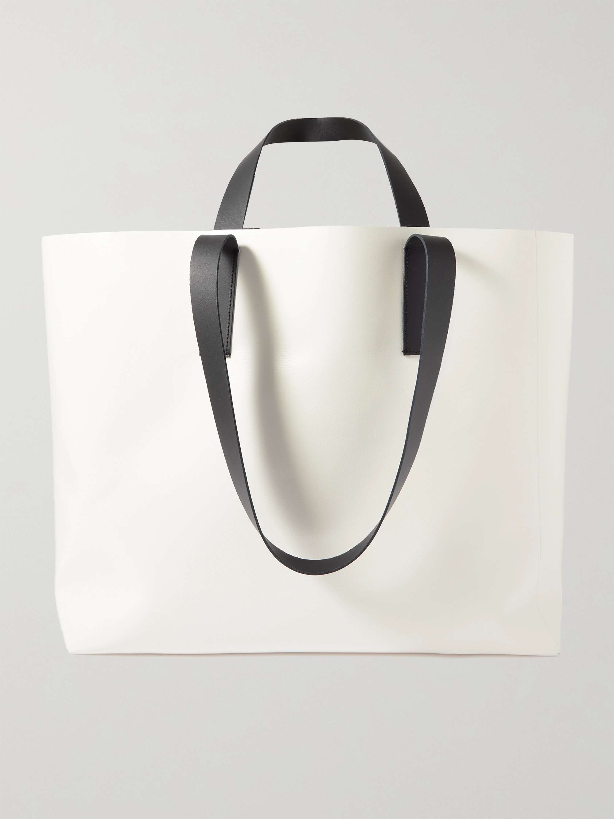 Leather-Trimmed PVC Tote Bag