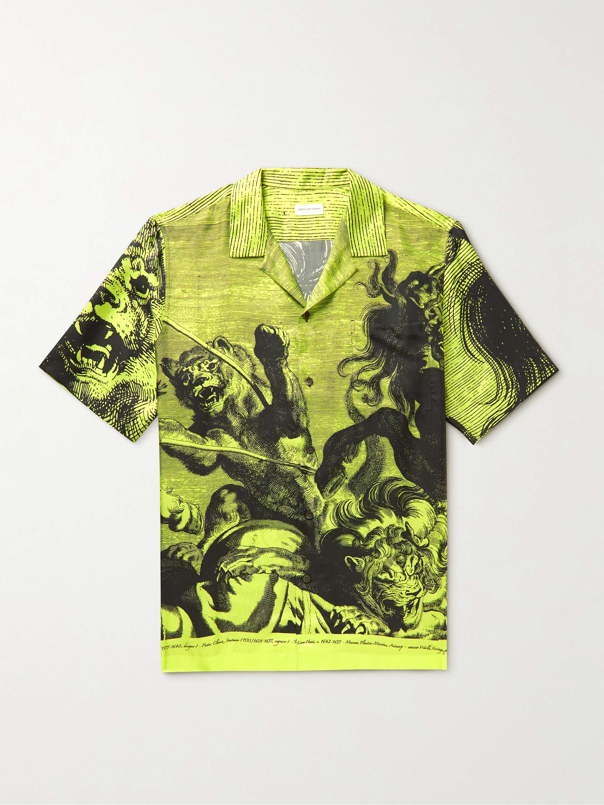DRIES VAN NOTEN Camp-Collar Printed Silk-Twill Shirt