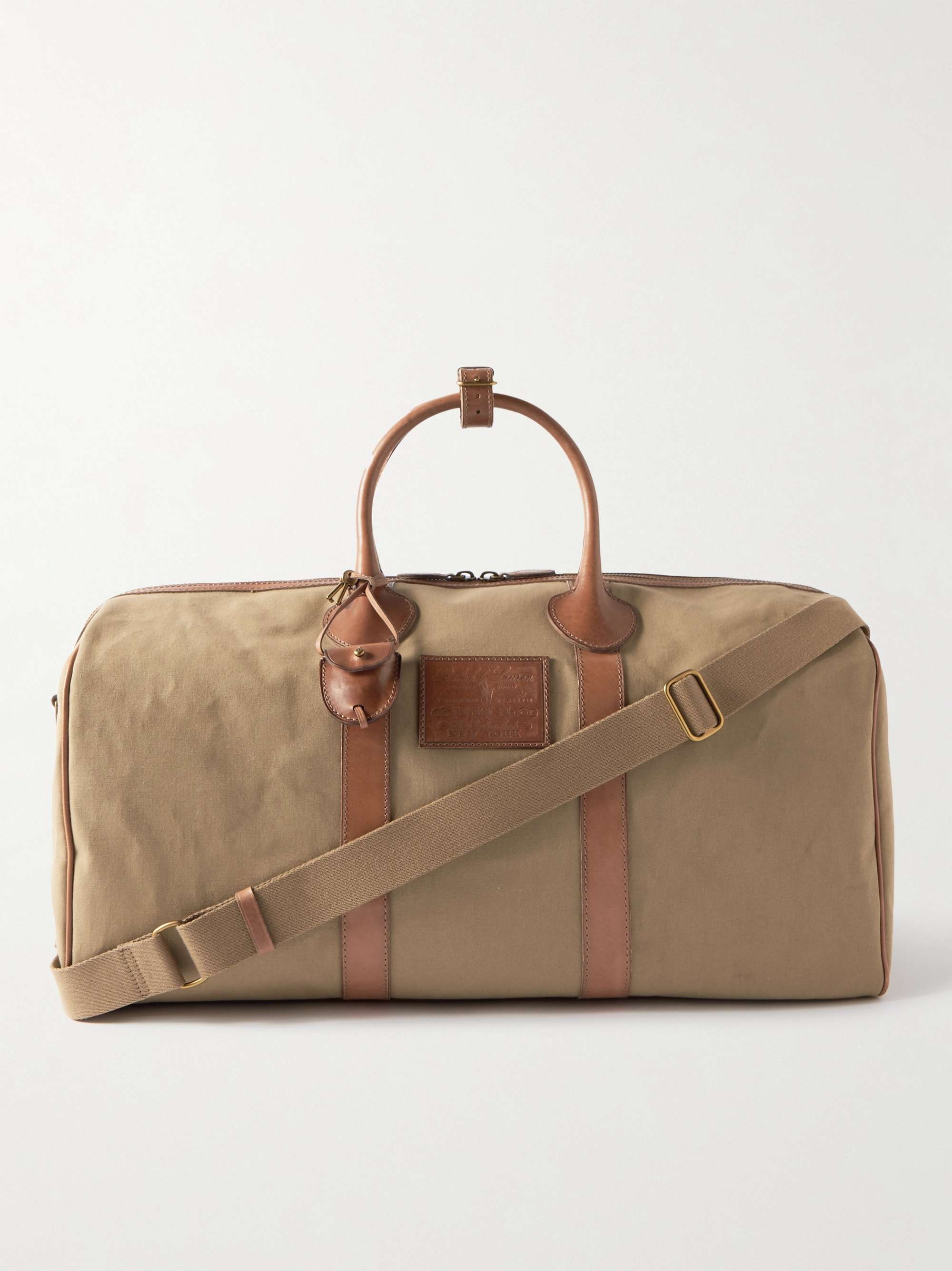 POLO RALPH LAUREN Leather-Trimmed Canvas Weekend Bag