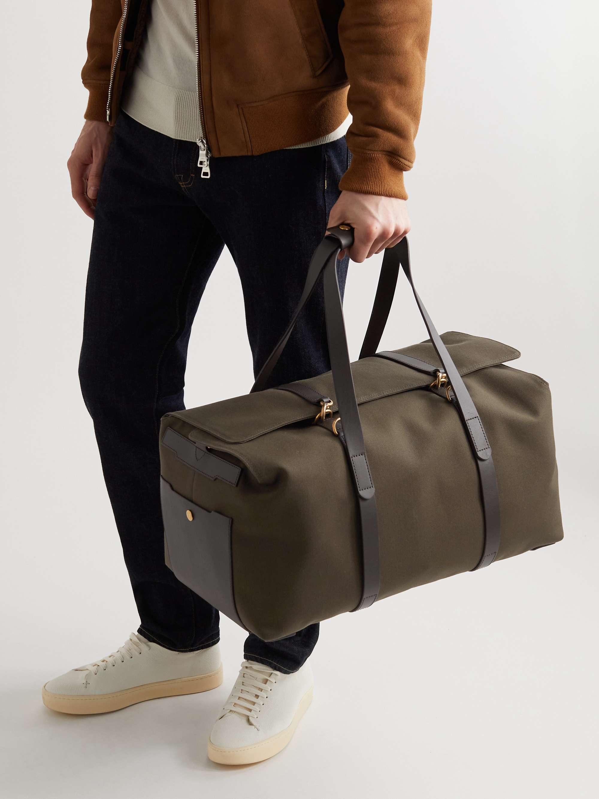 MISMO Leather-Trimmed Canvas Weekend Bag