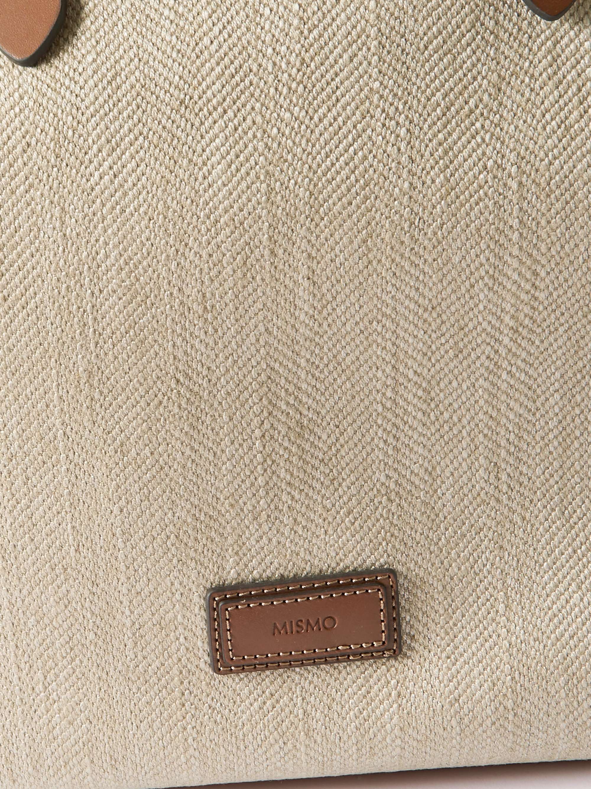 MISMO Leather-Trimmed Herringbone Canvas Tote Bag