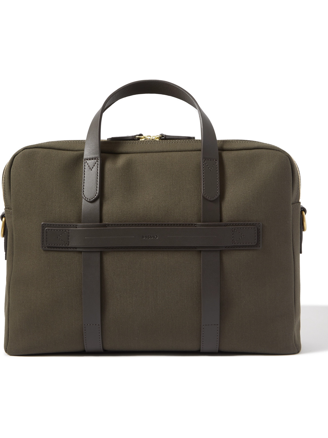 Mismo Endeavour Leather-trimmed Nylon Briefcase In Green