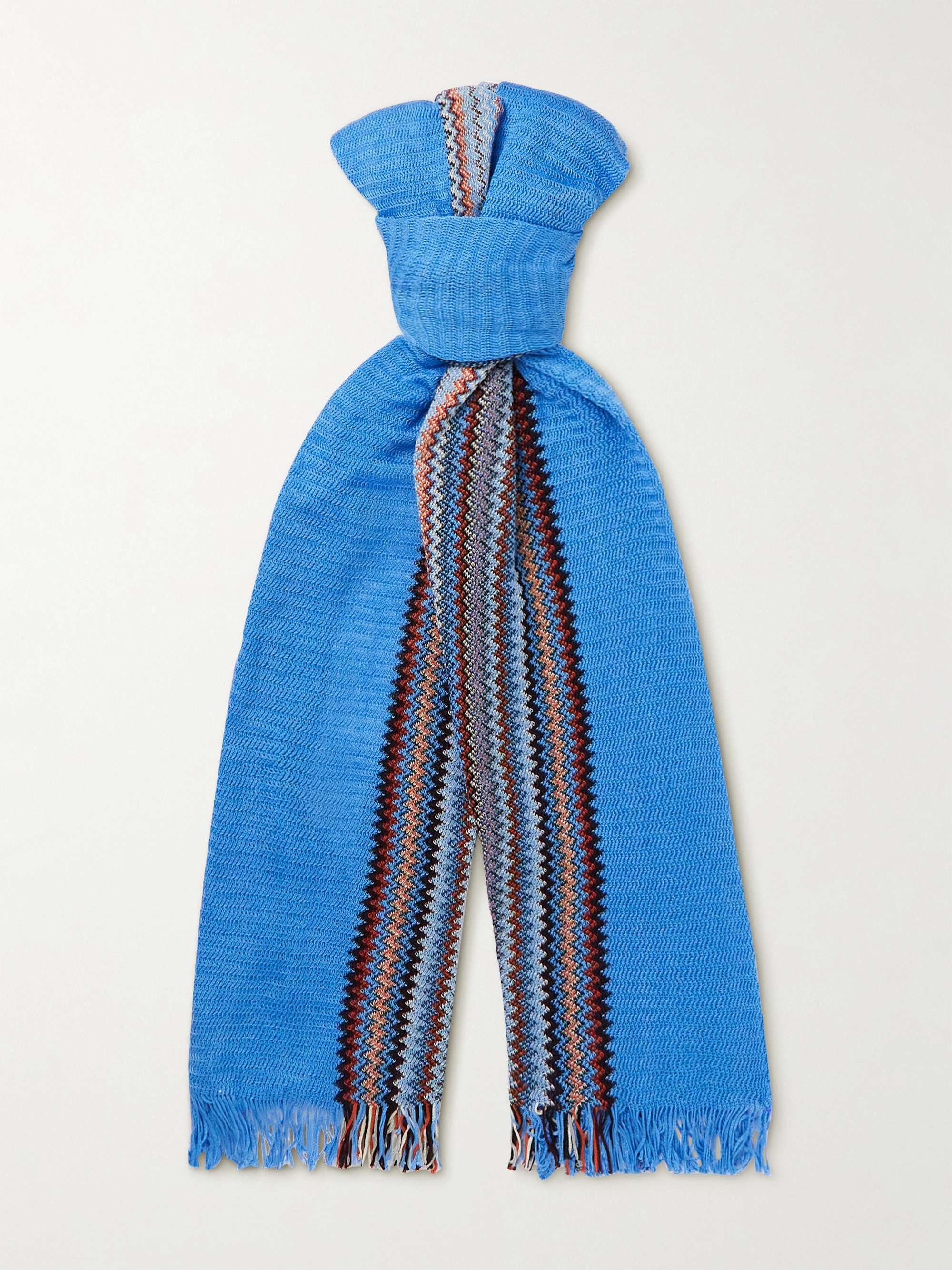 MISSONI Fringed Crochet-Knit Cotton Scarf