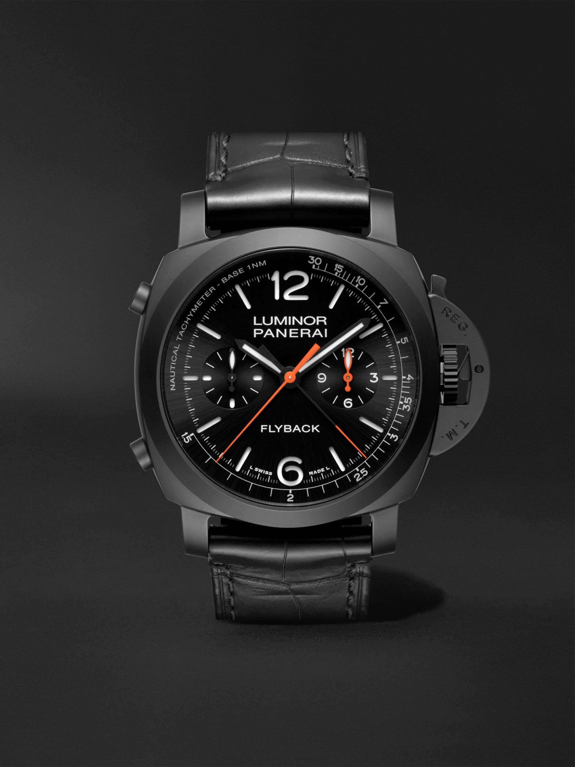 PANERAI Luminor Chrono Limited Edition Automatic Flyback Chronograph 44mm Ceramic and Alligator Watch, Ref. No. PAM01298
