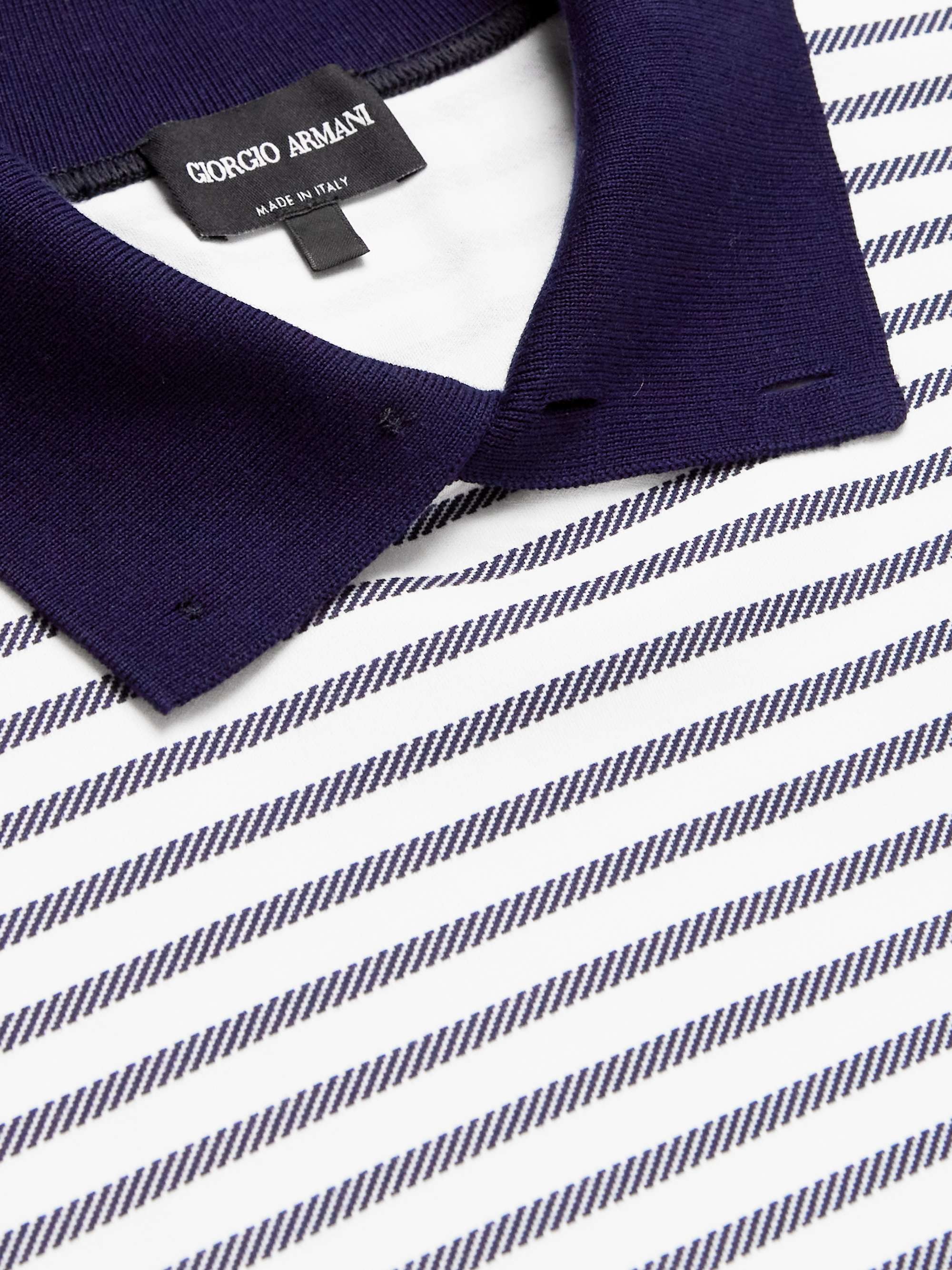 GIORGIO ARMANI Striped Cotton-Jersey Polo Shirt