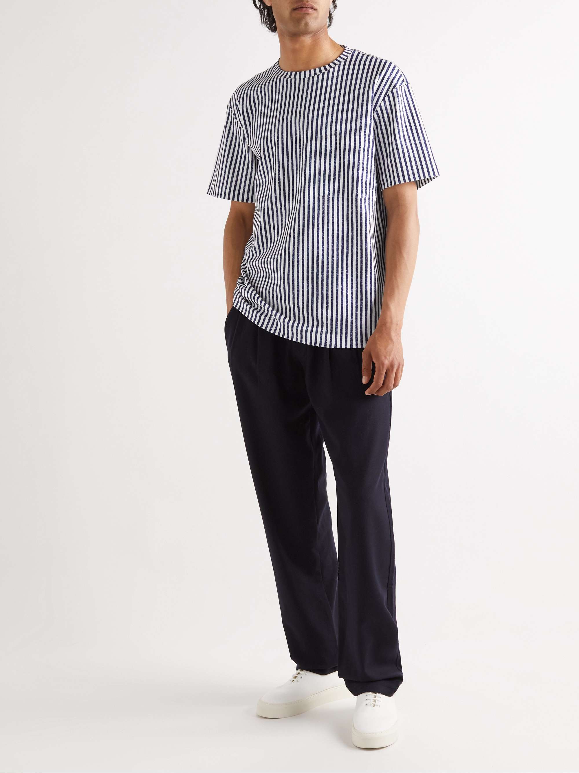 GIORGIO ARMANI Striped Cotton-Jersey T-Shirt