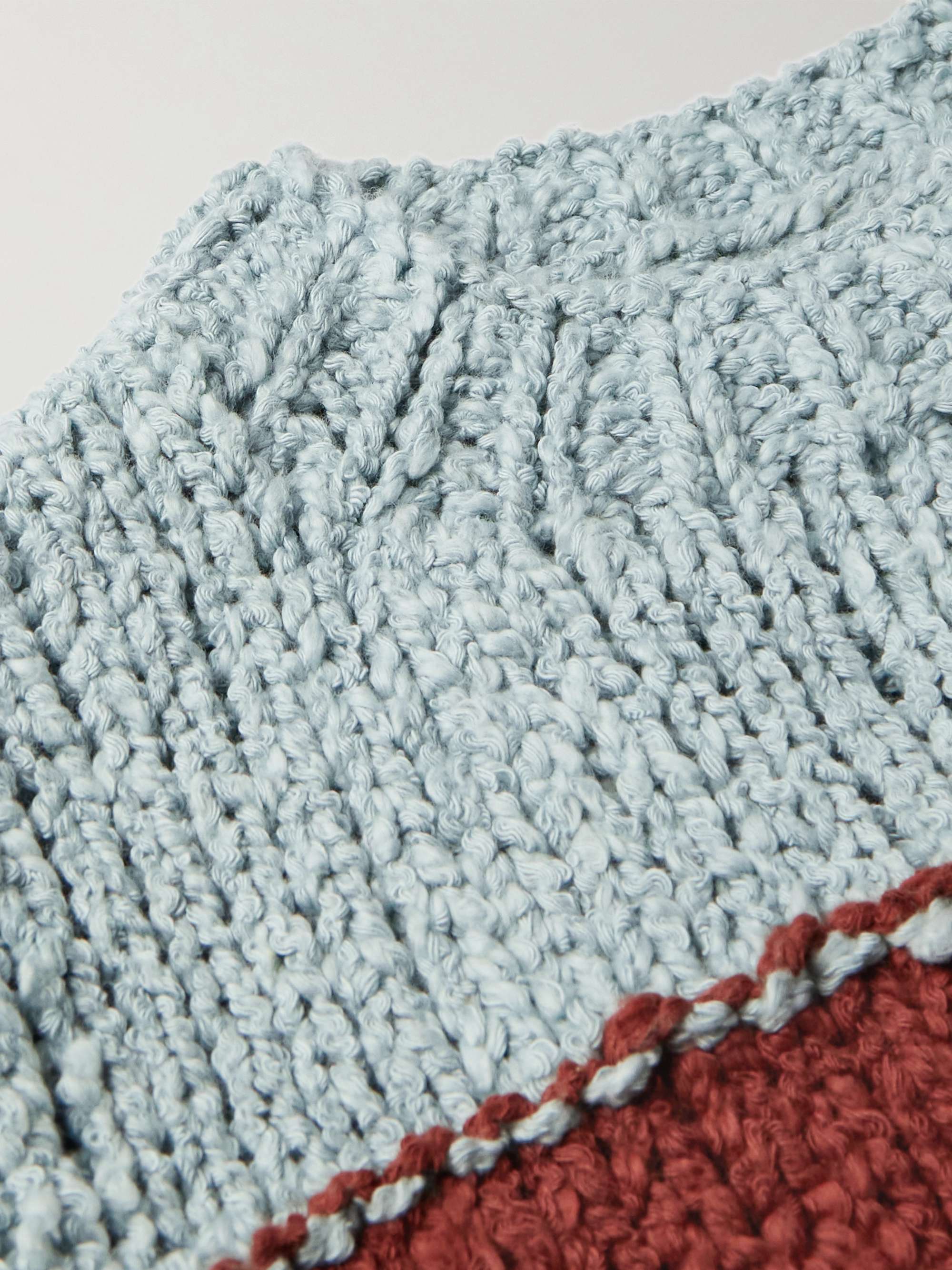 THE ELDER STATESMAN Panelled Striped Organic Cotton-Bouclé Sweater