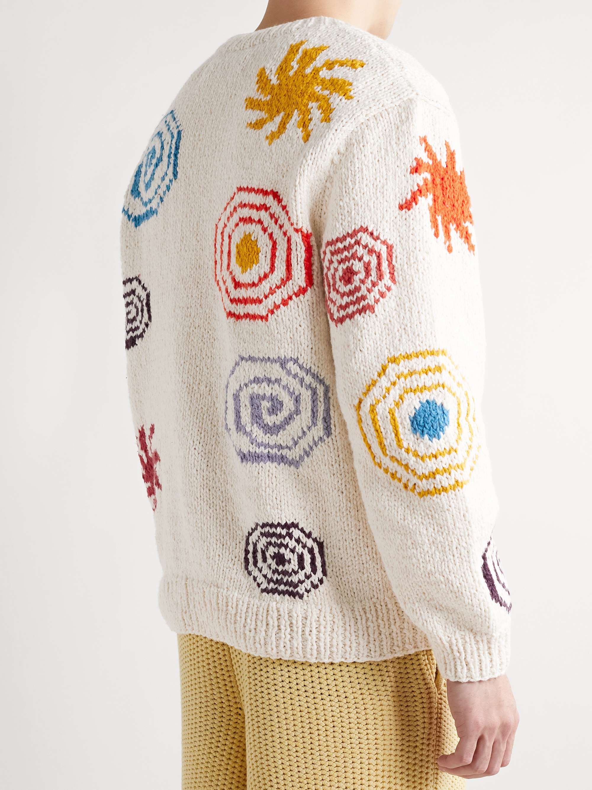 THE ELDER STATESMAN Stars & Spirals Organic Cotton Jacquard Sweater