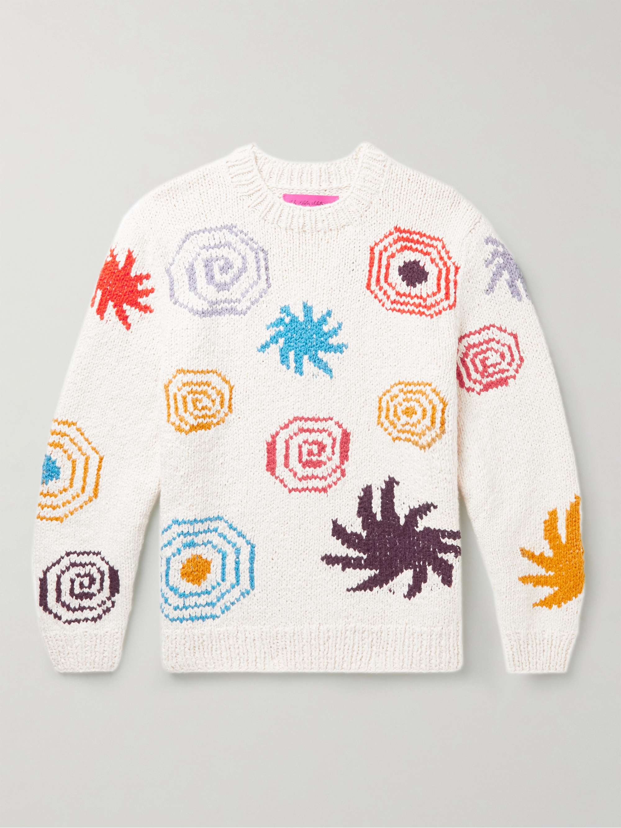 THE ELDER STATESMAN Stars & Spirals Organic Cotton Jacquard Sweater