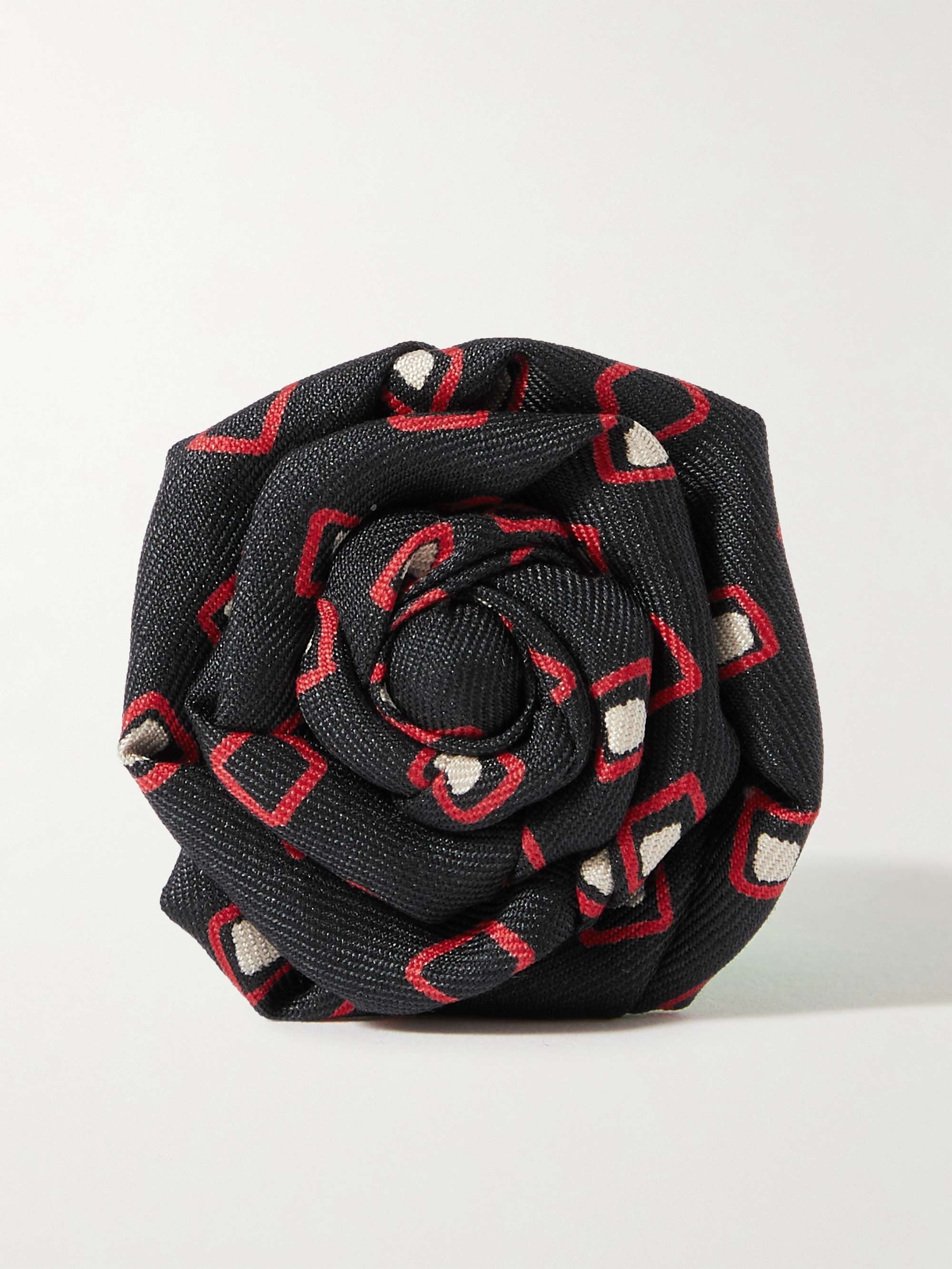 CHARVET Printed Silk-Faille Flower Lapel Pin
