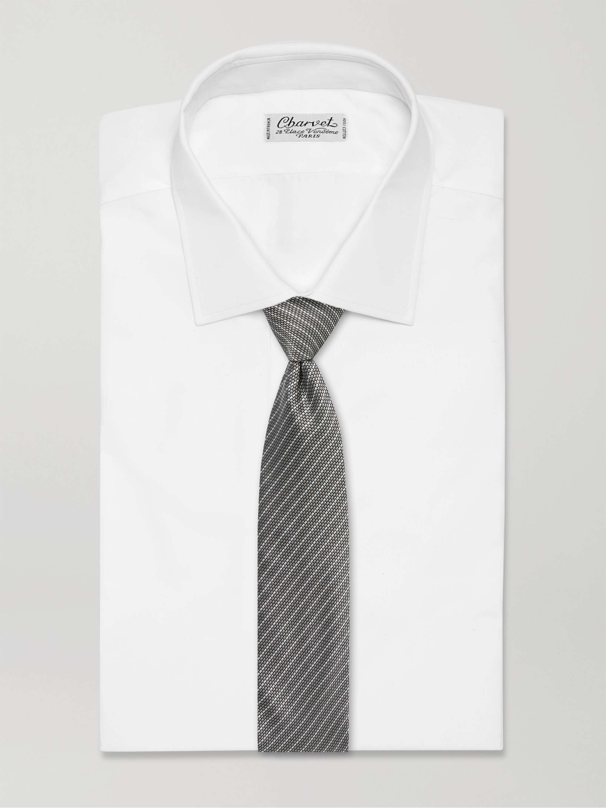 CHARVET Grenadine 8.5cm Striped Silk-Jacquard Tie