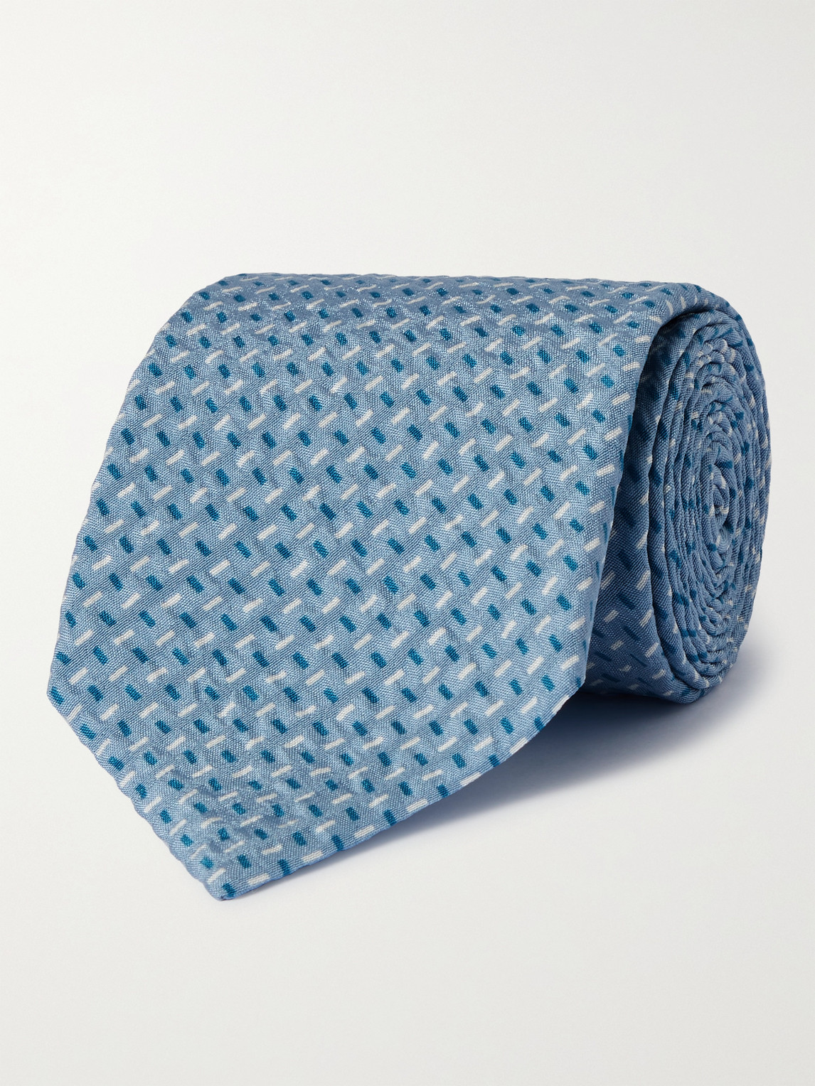 Giorgio Armani 8cm Printed Silk Tie In Blue