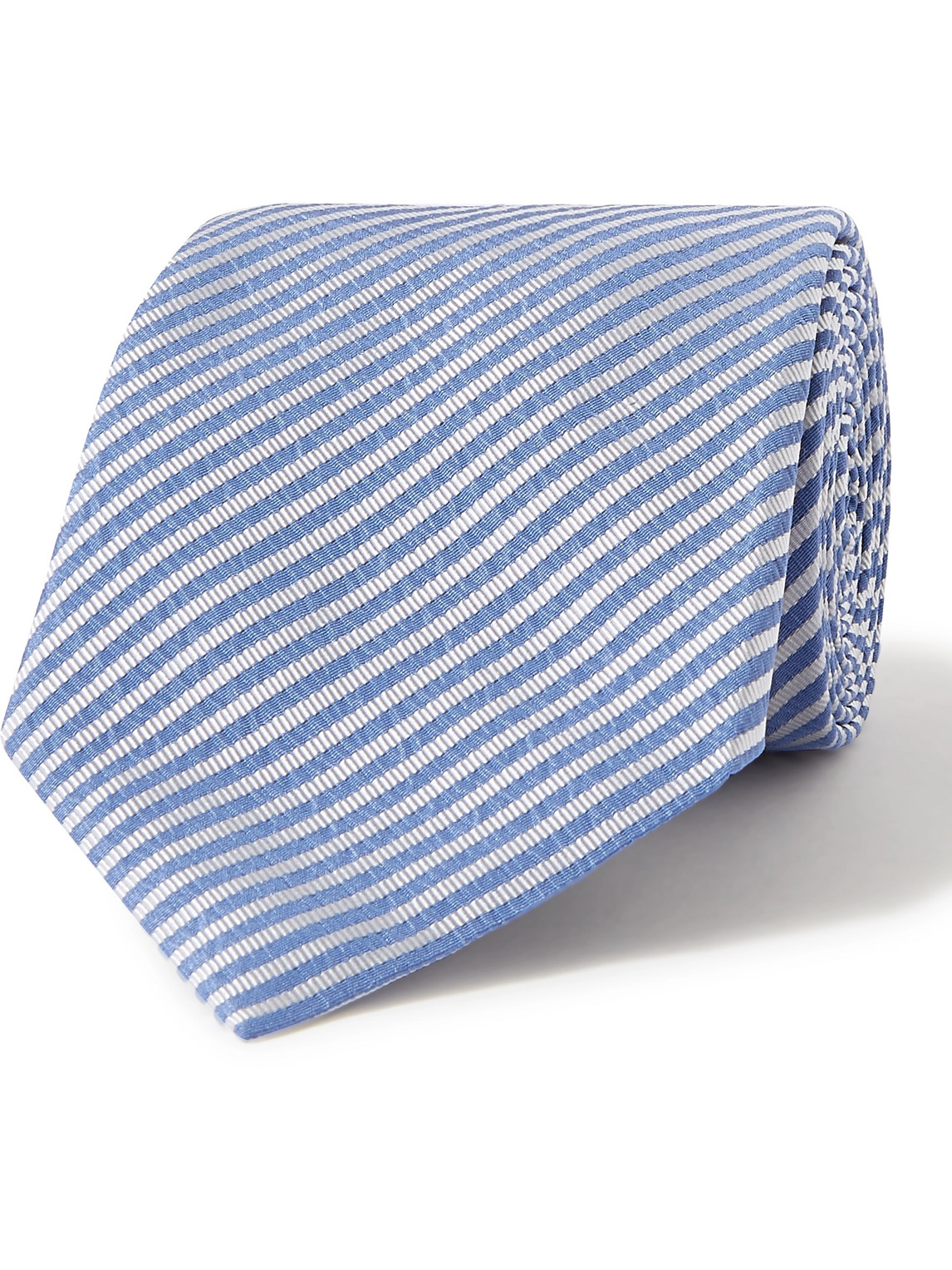 Giorgio Armani 8cm Striped Silk-twill Tie In Blue