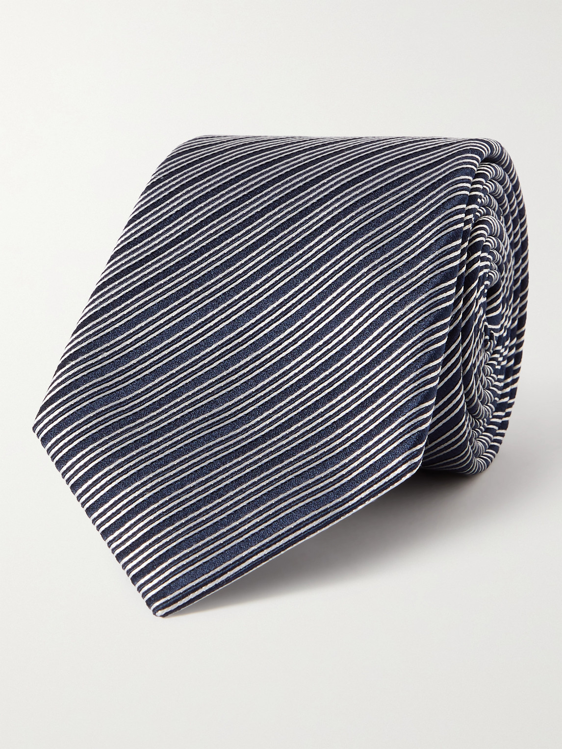 Giorgio Armani 8cm Striped Silk-jacquard Tie In Black