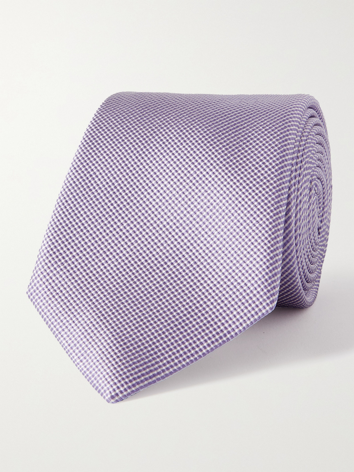 Giorgio Armani 8cm Striped Silk And Cotton-blend Tie In Purple